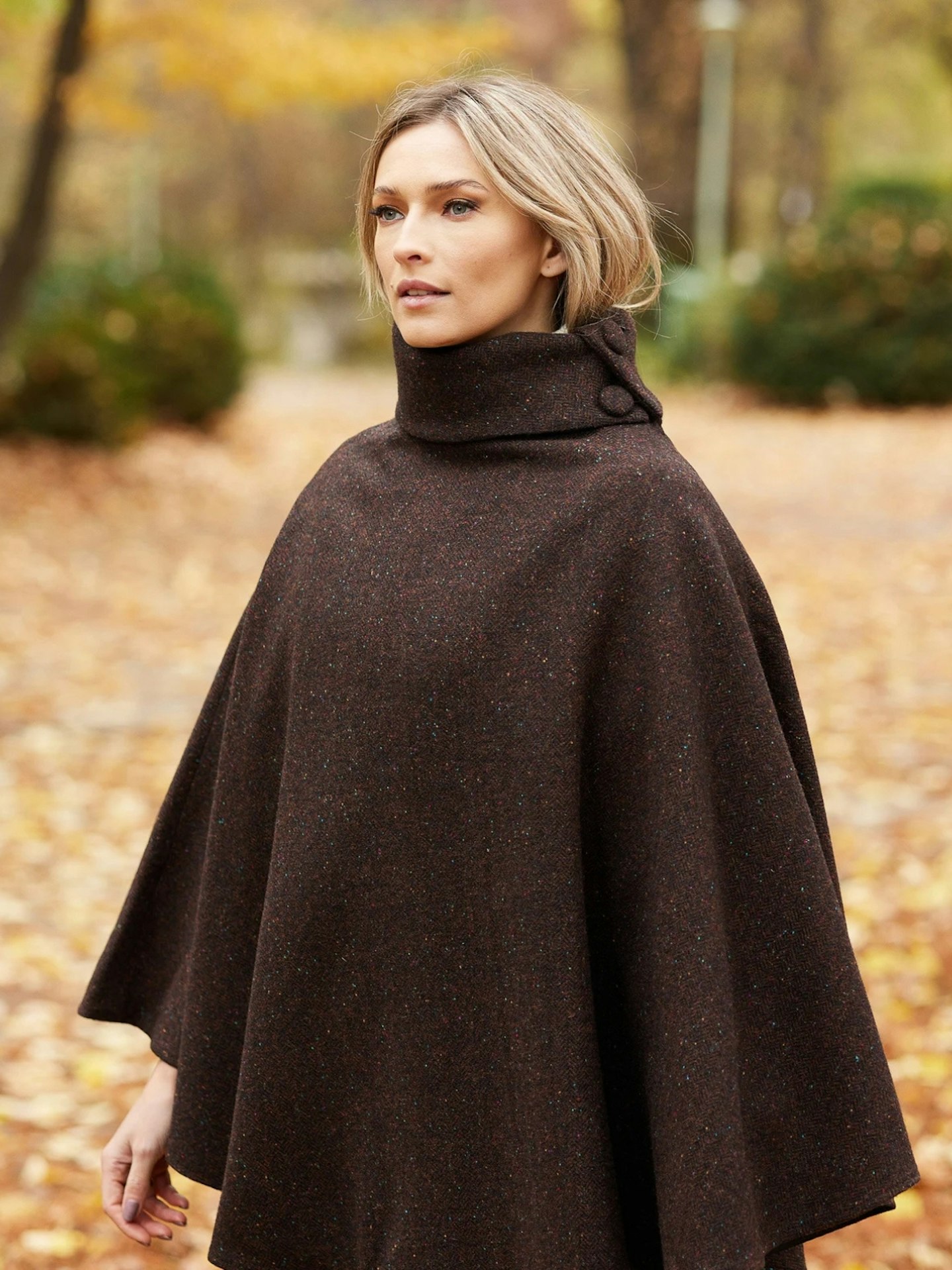 Etsy Donegal Tweed Cape/Poncho Buncrana Brown Herringbone