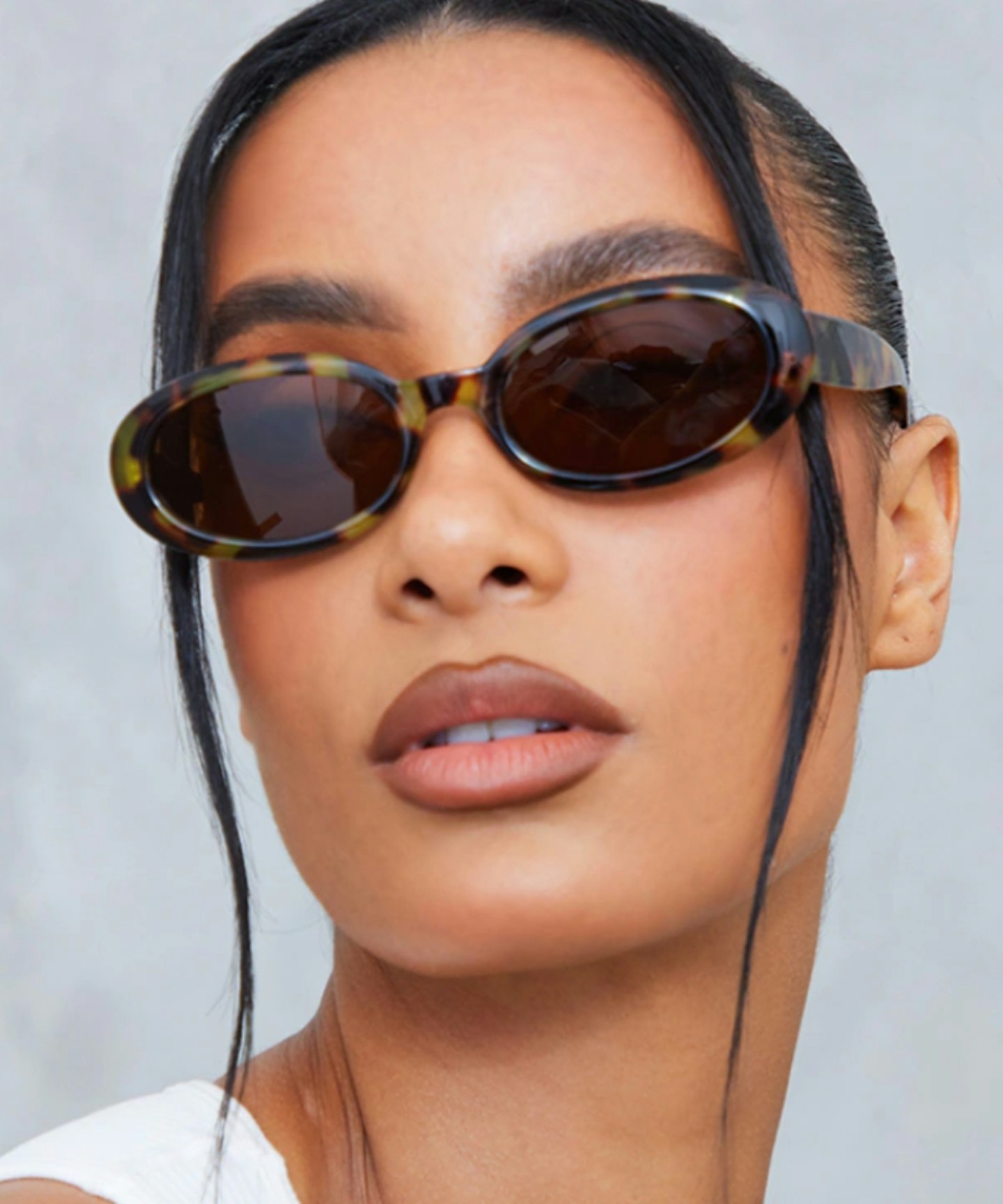 Taupe Small Oval Sunglasses