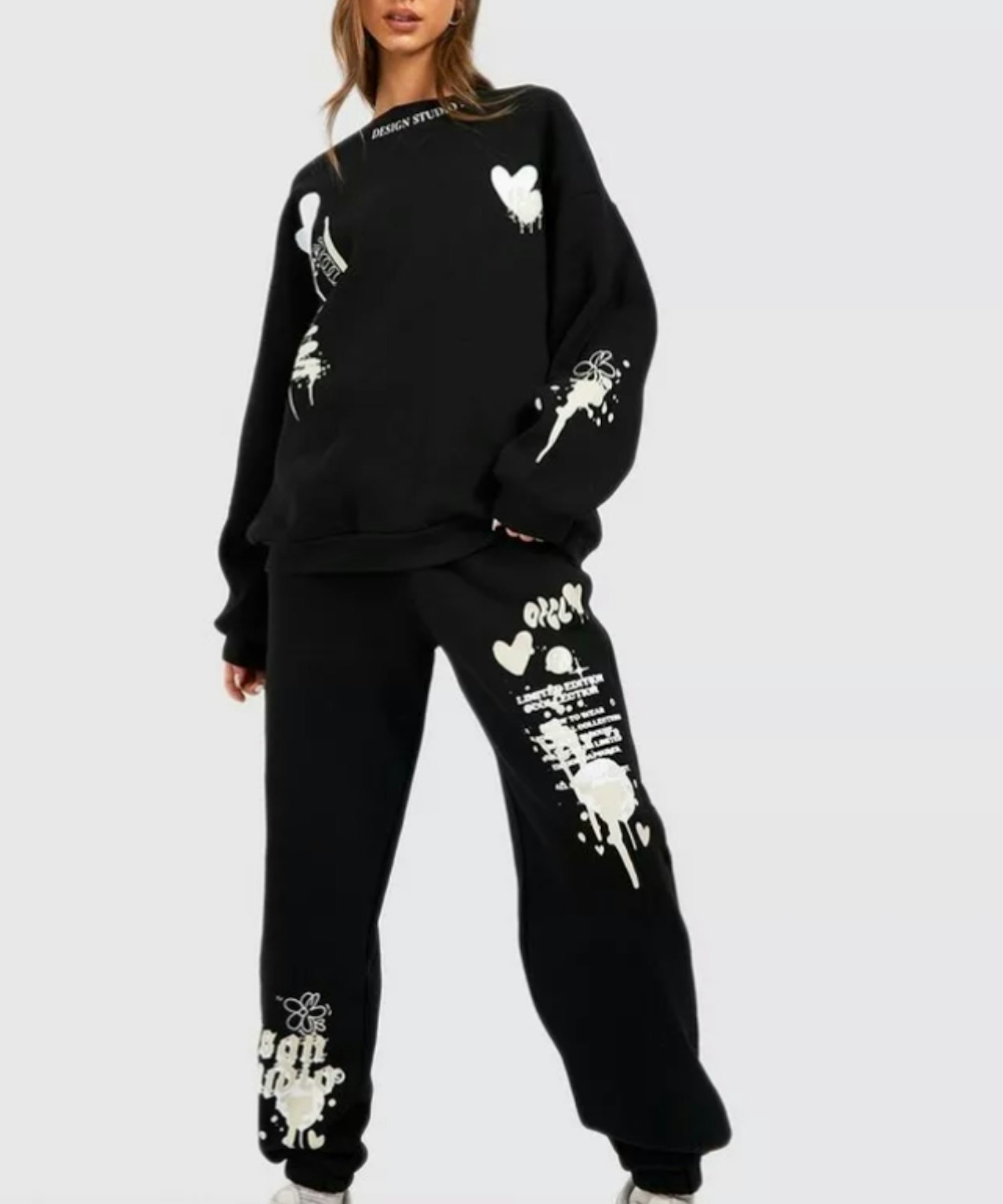 Multi Graffiti Print Sweater Tracksuit