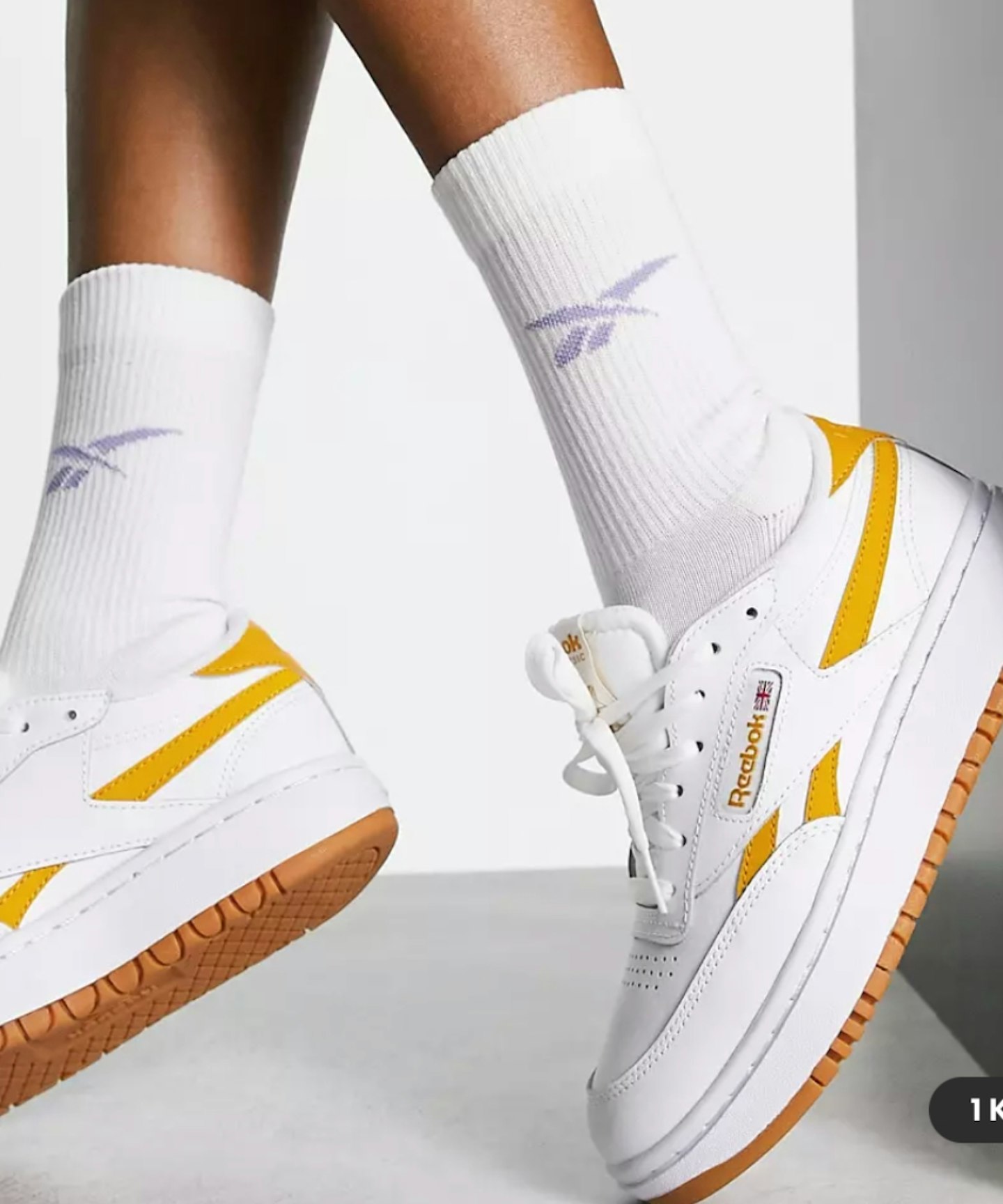 Reebok Club C Double Trainers in White and Orange