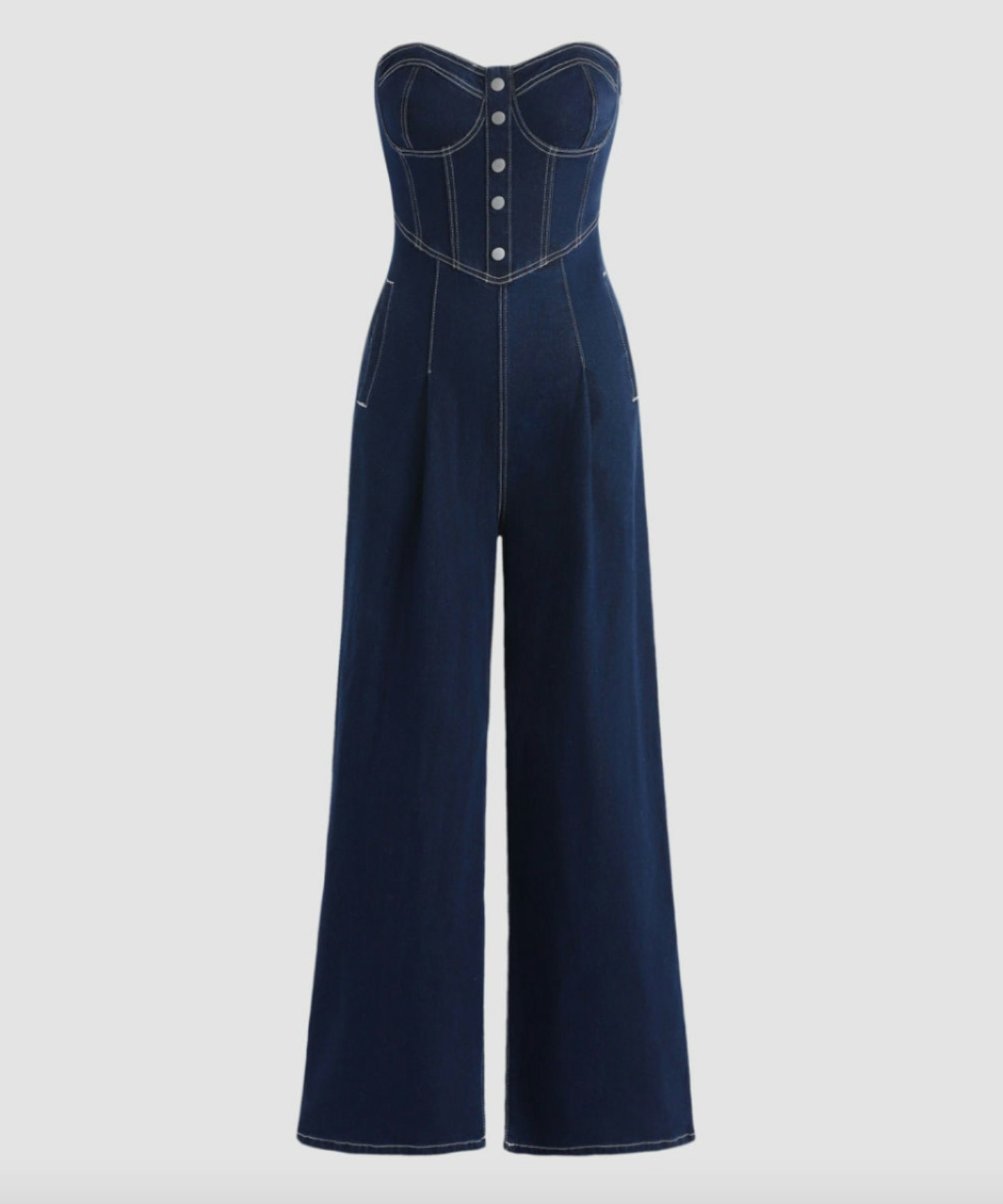 Corset Denim Strapless Jumpsuit