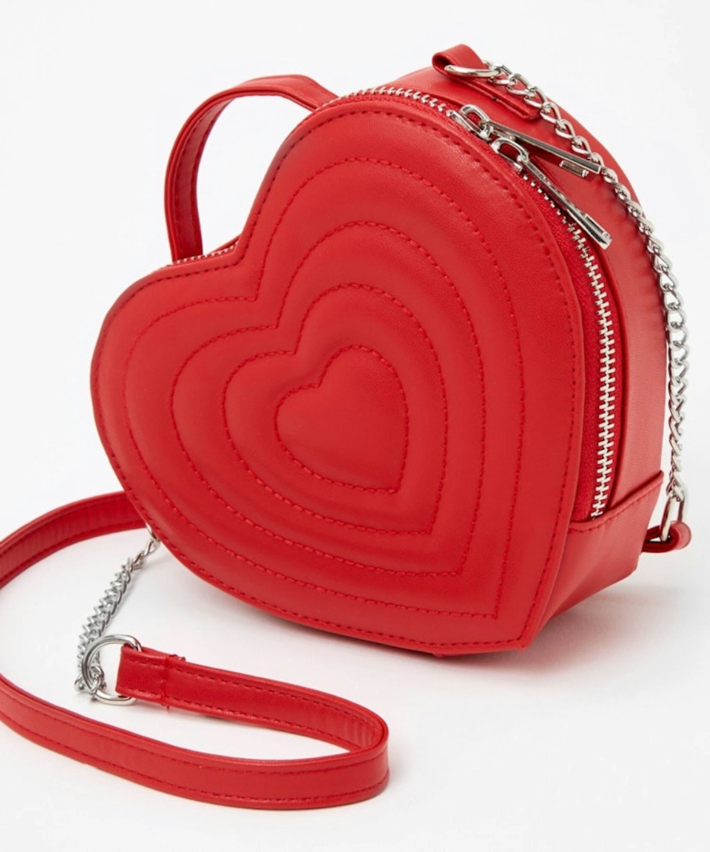 Quilted Heart Crossbody Bag - Red