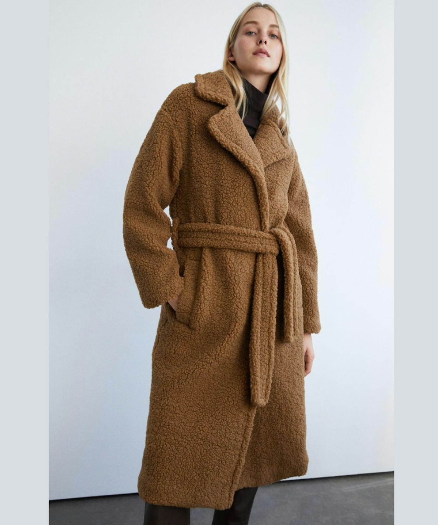 Belted Long Line Teddy Coat