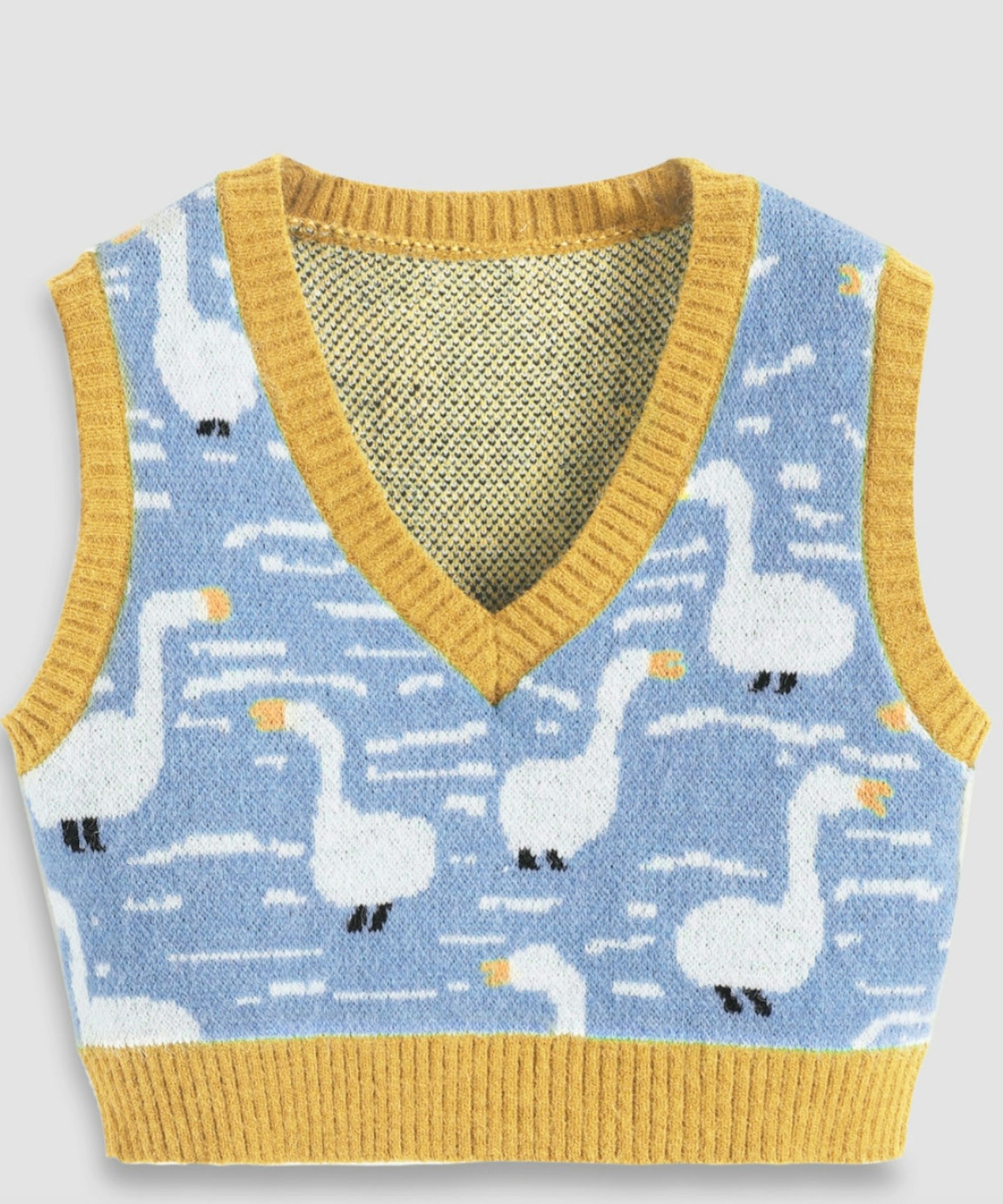 Duck Pattern Contrasting Sweater Vest