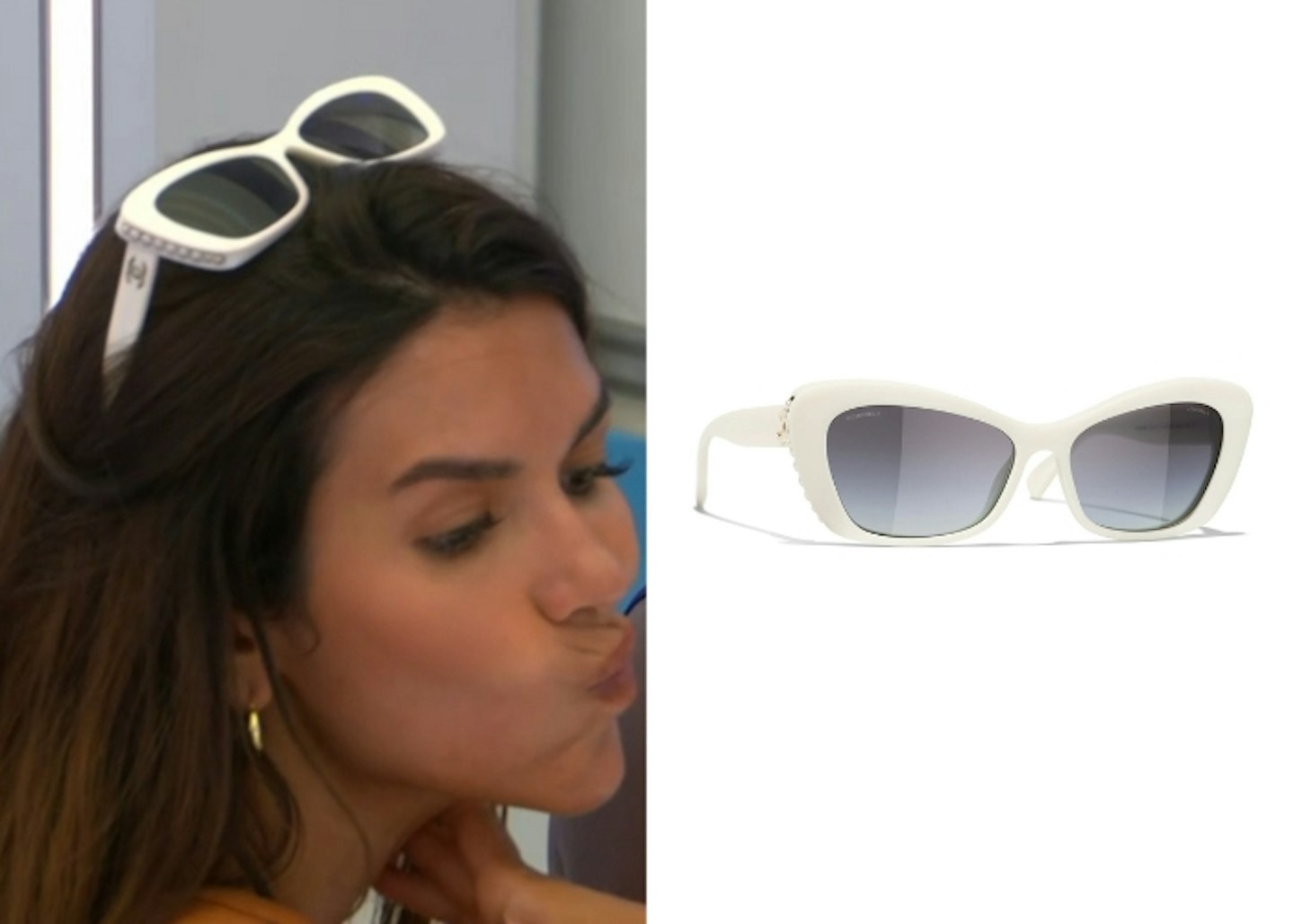 Ekin-Su Cülcüloğlu's White Chanel Sunglasses