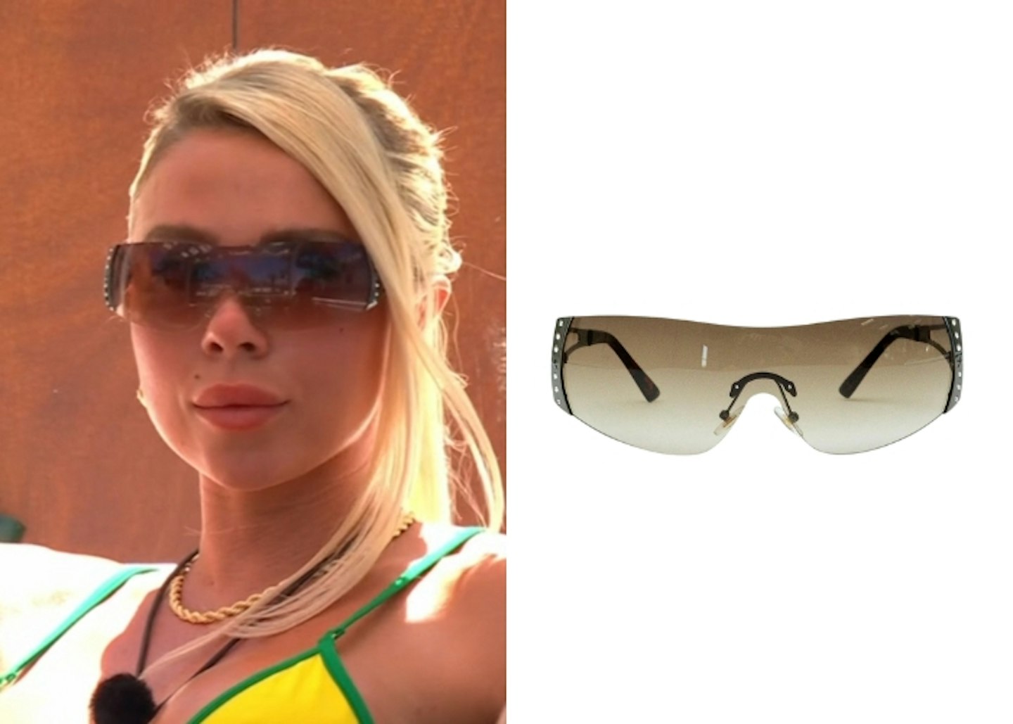 Gabby Allen's Brown Y2K Wraparound Sunglasses