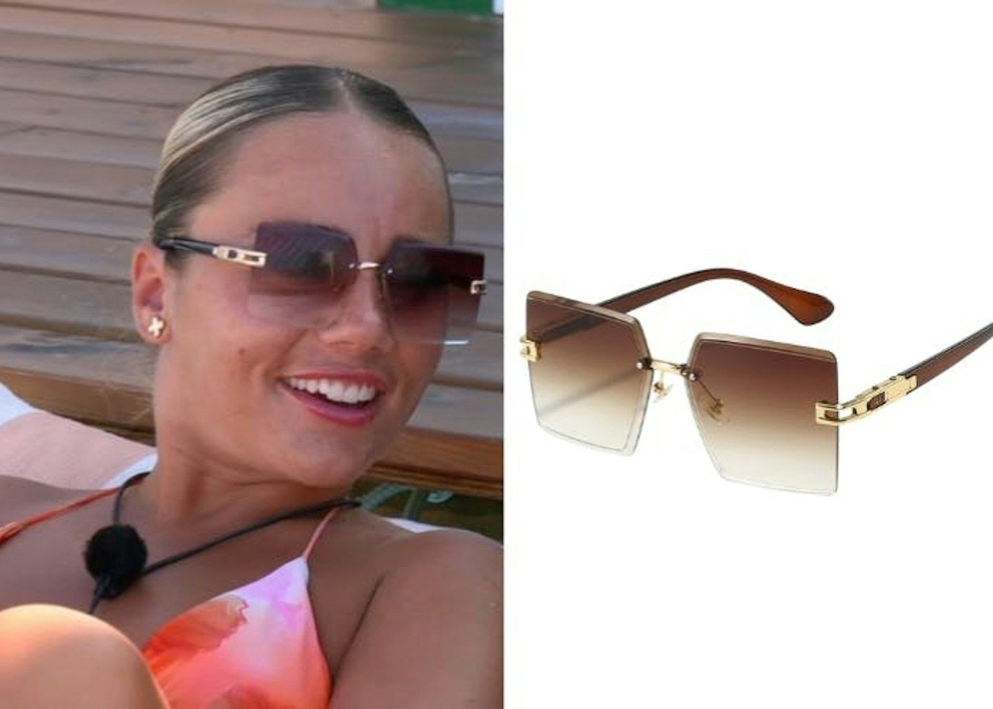 Meg Moore's Square Oversized Rimless Sunglasses