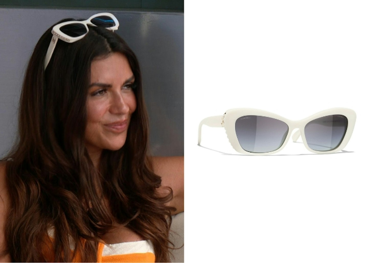 Ekin-Su Cülcüloğlu's White Chanel Sunglasses