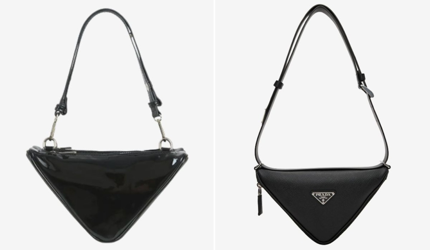 Prada Black Triangle Bag & EGO Lotus Triangle Shape Black Shoulder Bag