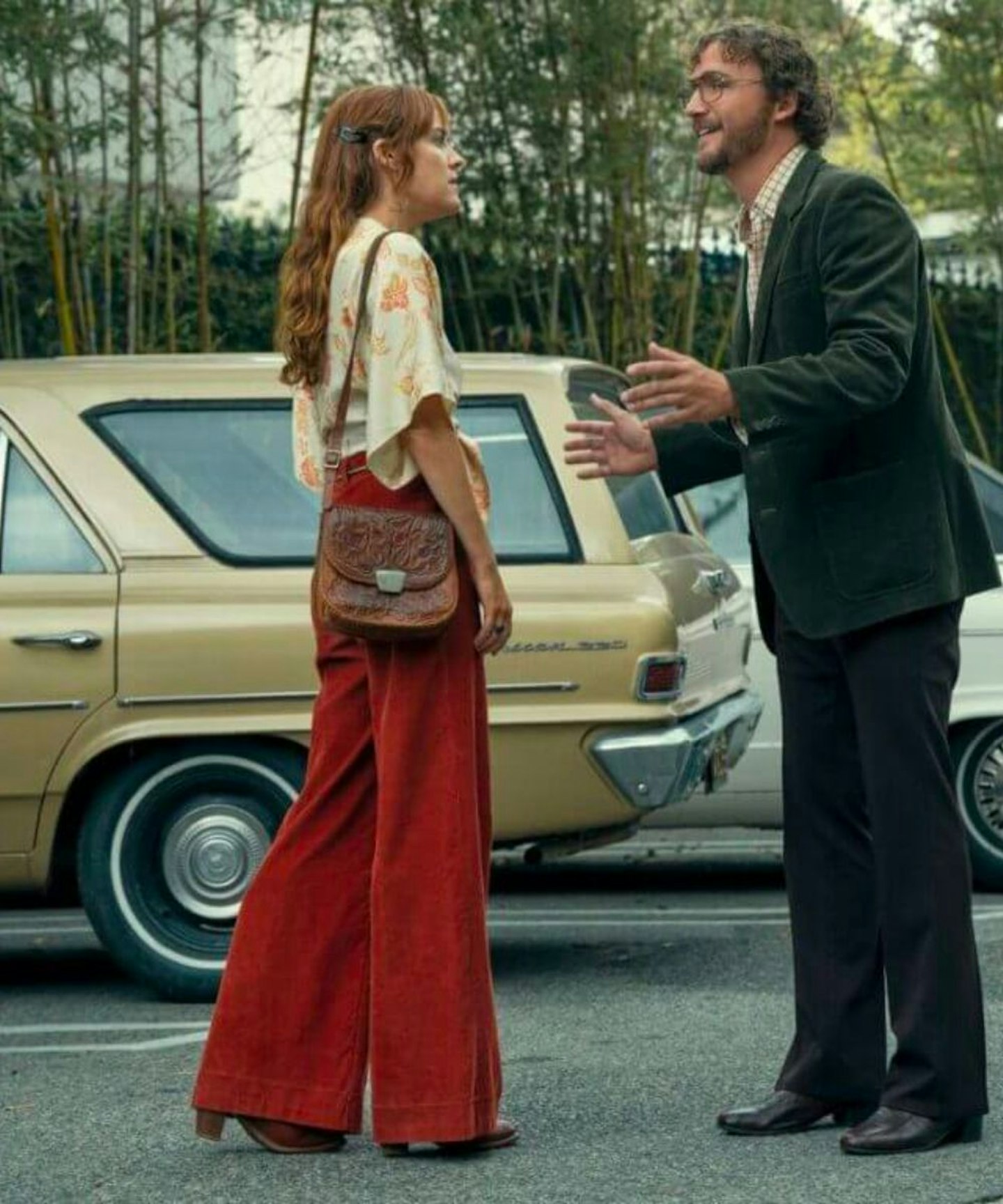 Daisy Jones' Red Wide Leg Trousers And Tie Top