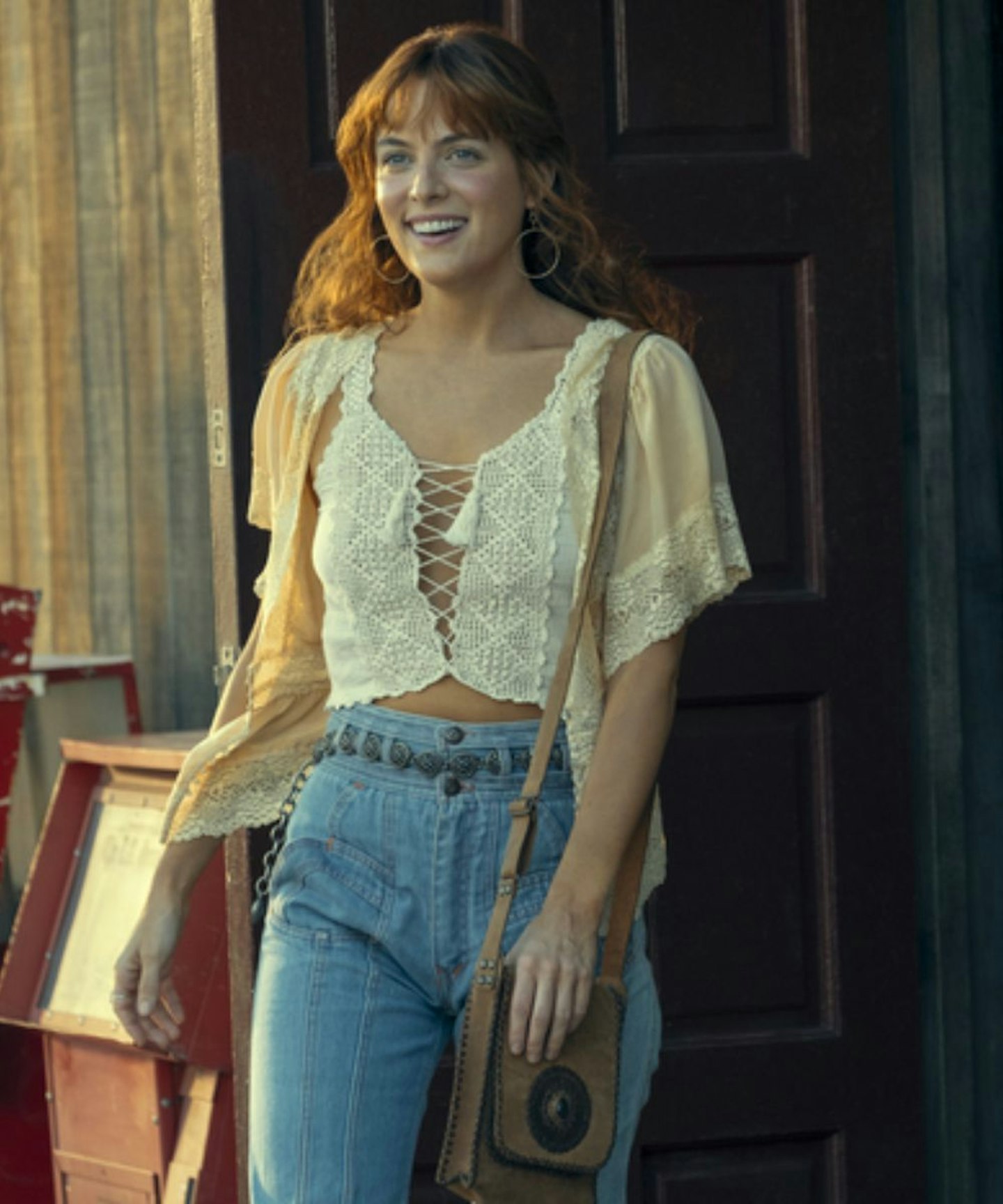 Daisy's Lace Top and Flared Jeans