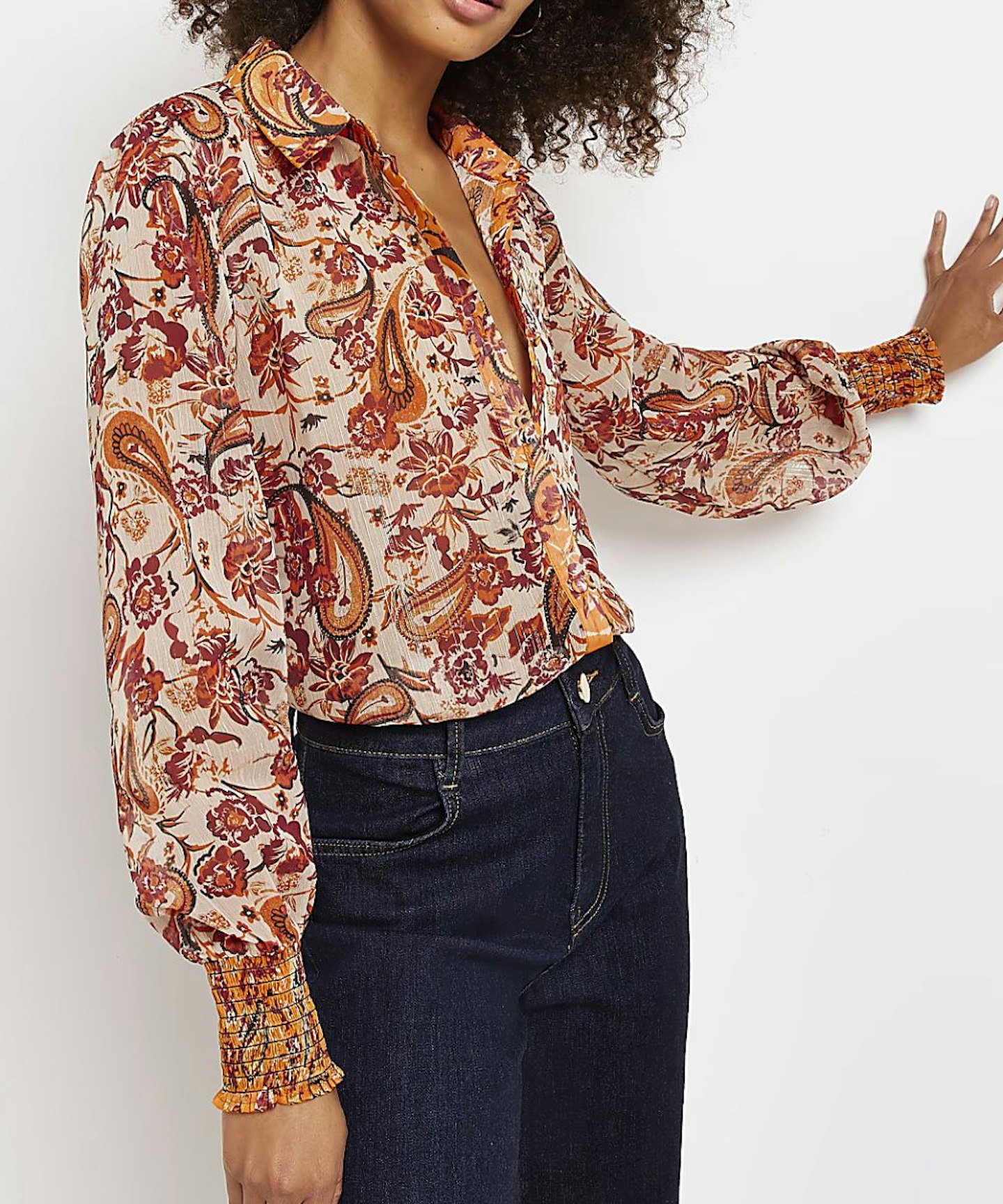 River Island Orange Paisley Top