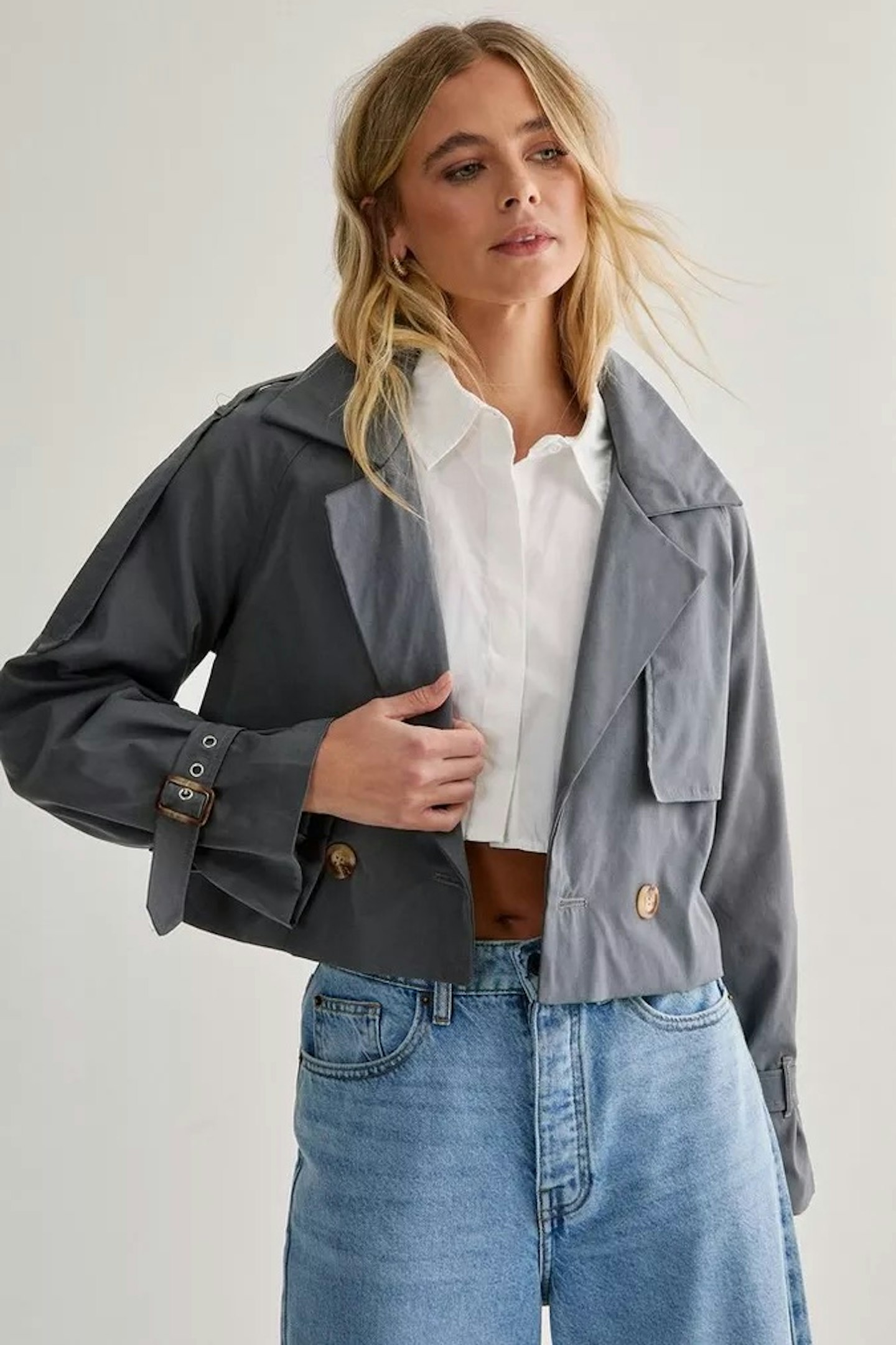 Boohoo, Nasty Gal cropped trench coat