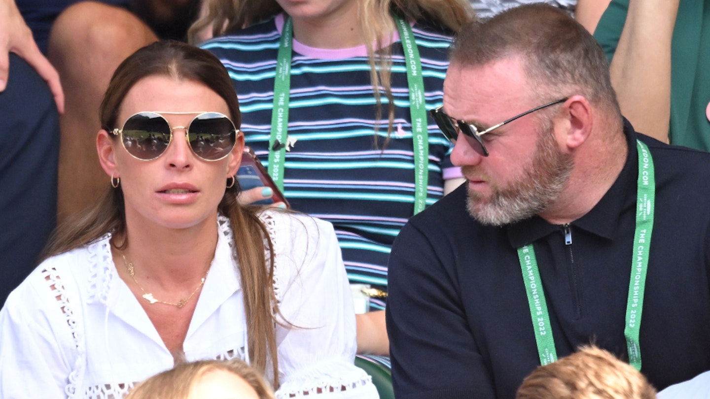 Coleen Rooney and Wayne Rooney watching day 12 of Wimbledon 2022
