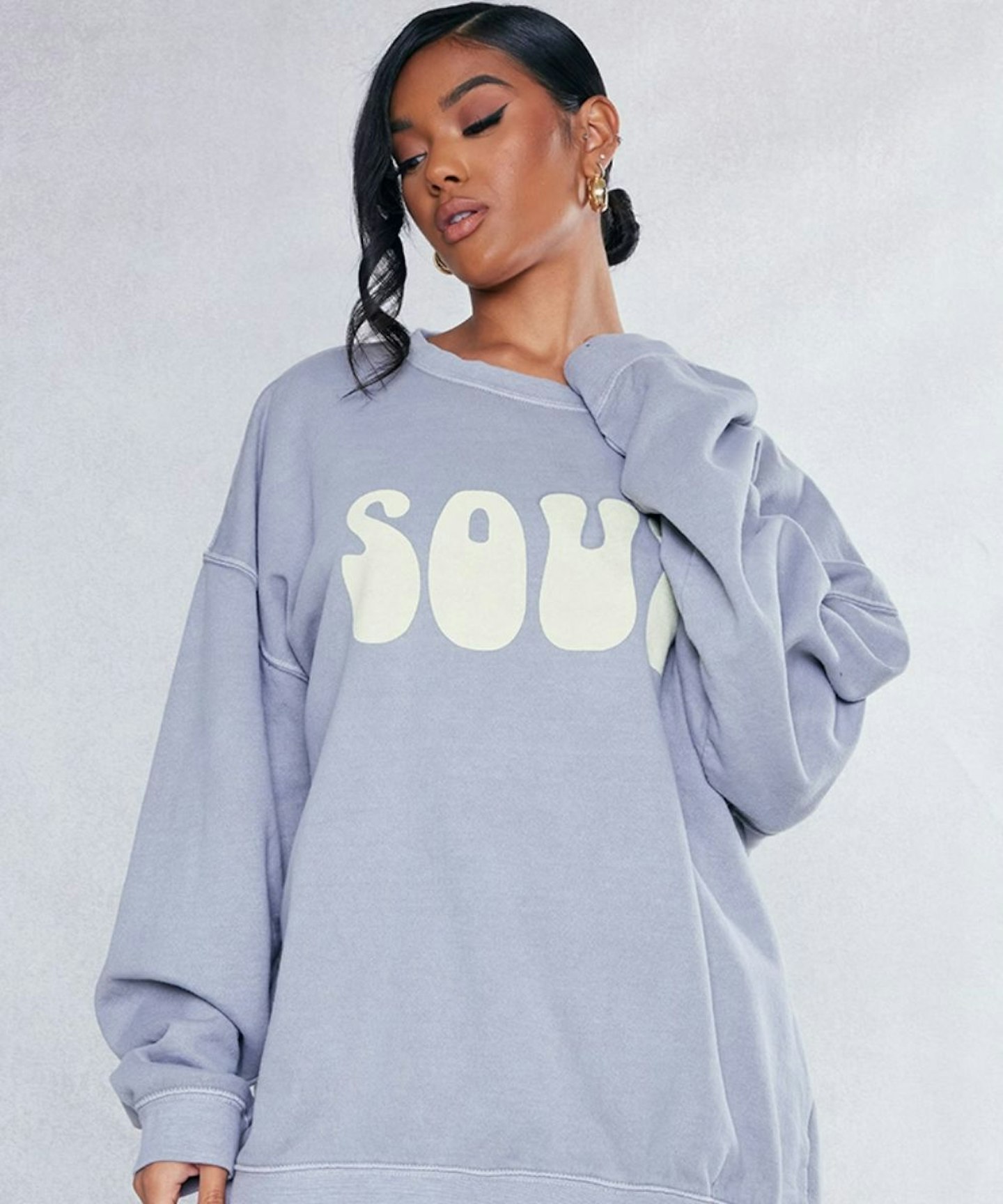 Grey Marl Soul Print Washed Sweatshirt