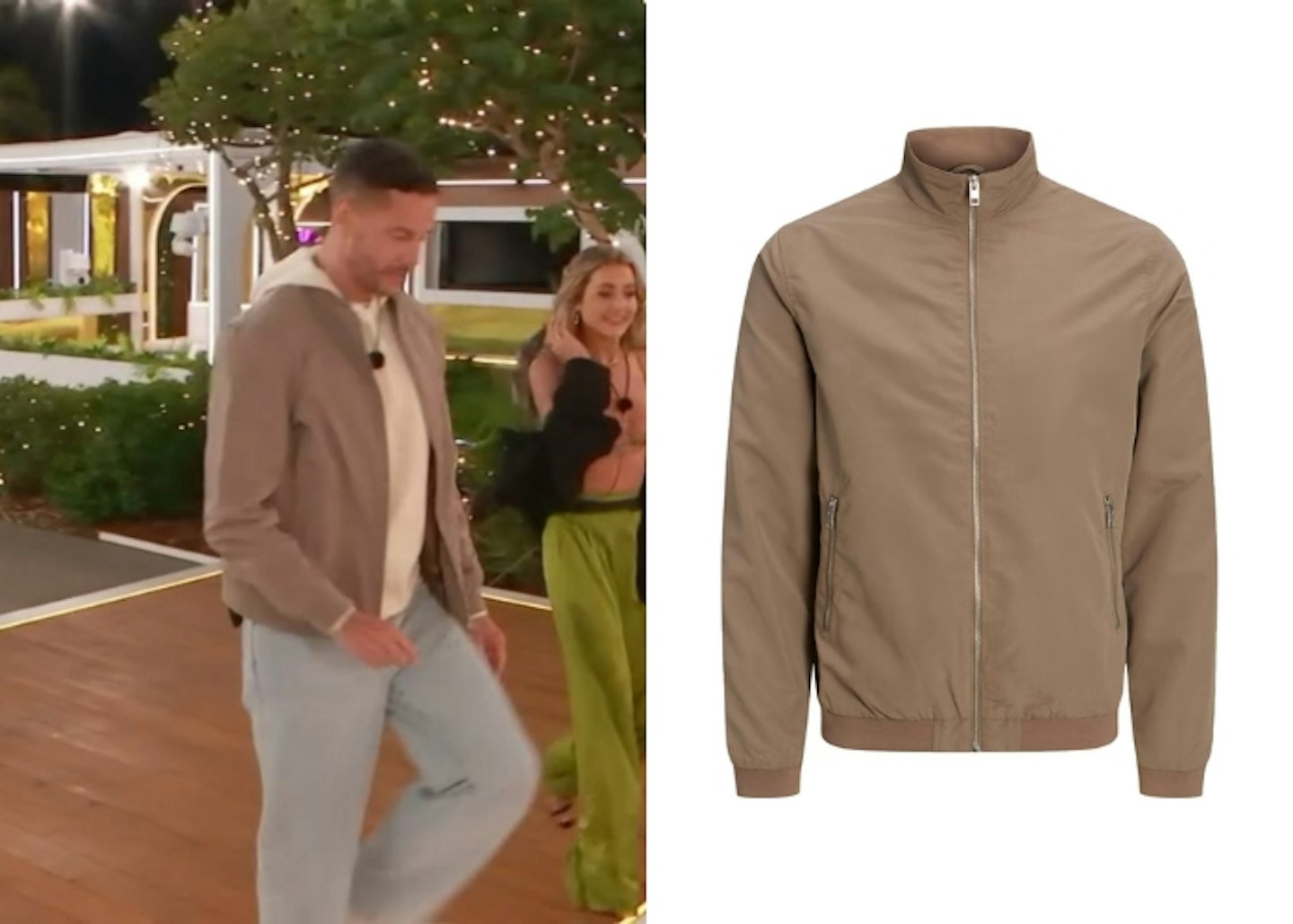 Scott Thomas' Brown Bomber And White Hoodie