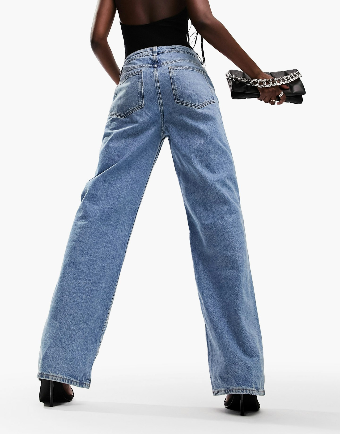 ASOS DESIGN dad jean in mid blue