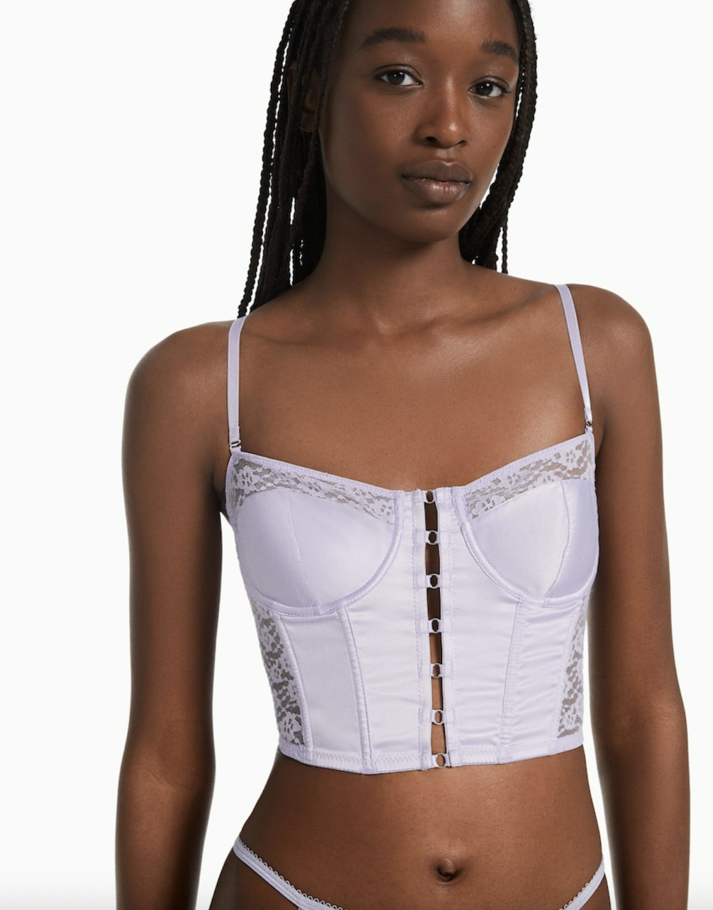Satin blonde lace corset with underwire