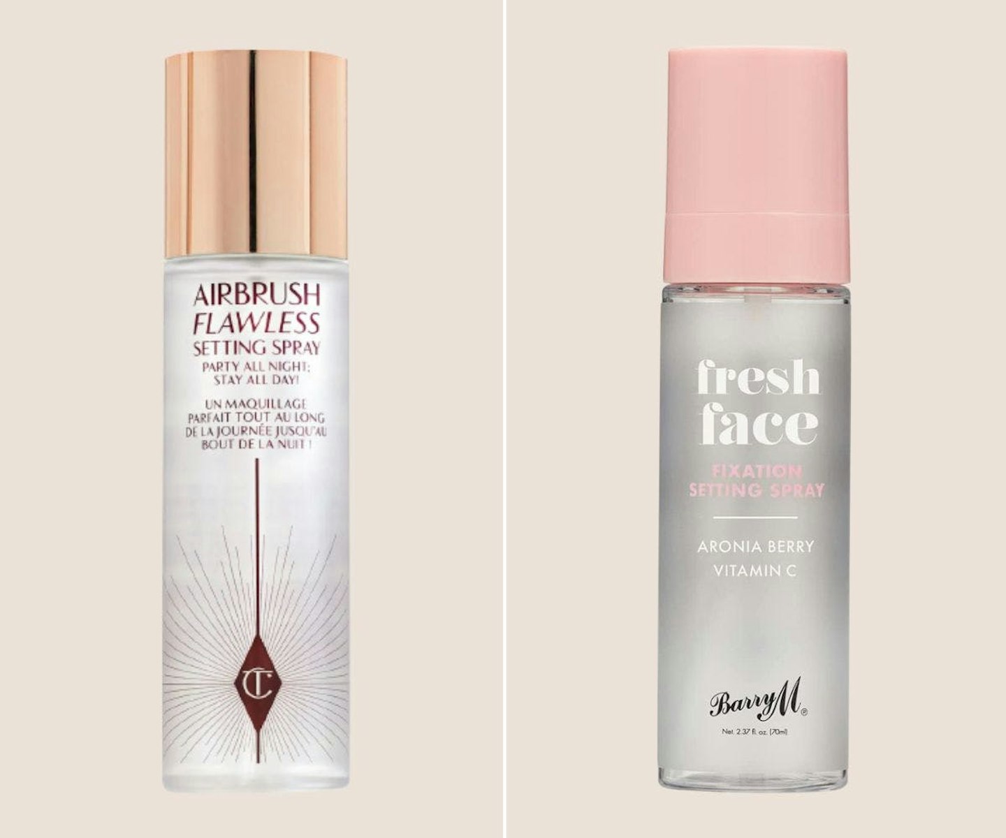 Charlotte Tilbury Airbrush Flawless Setting Spray & Barry M Fresh Face Fixation Setting Spray