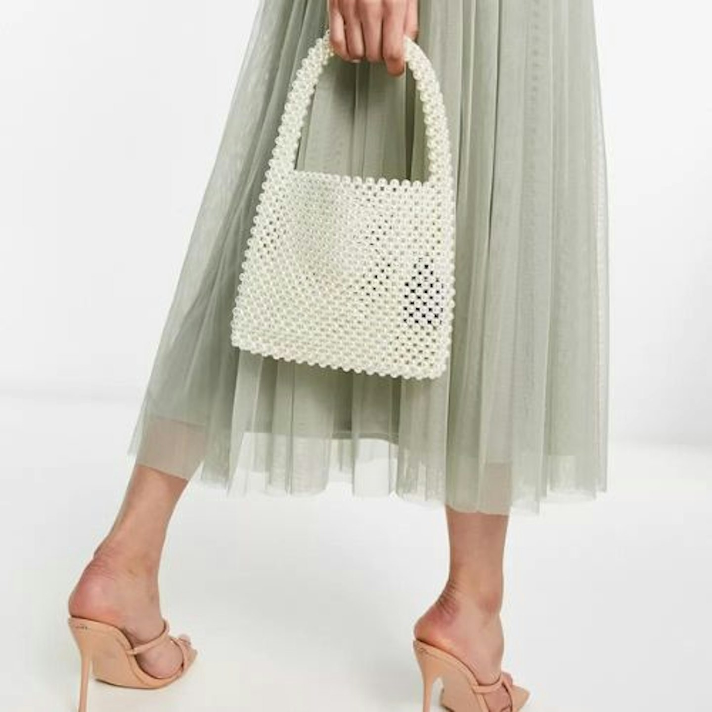 True Decadence Pearl Structured Grab Bag in Cream