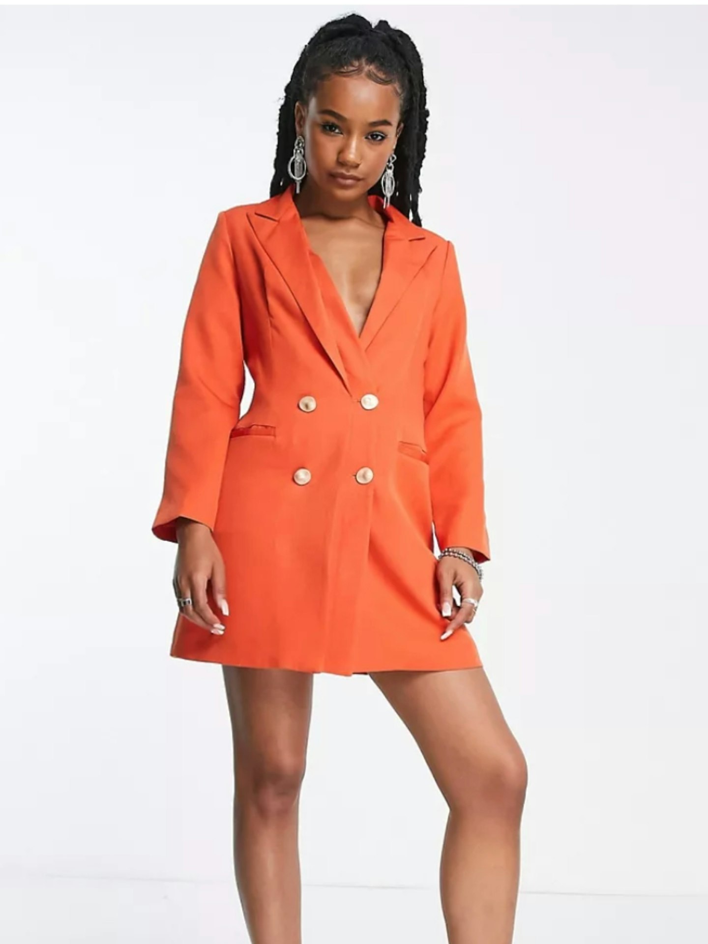 Extro & Vert Petite Fitted Mini Blazer Dress in Rust