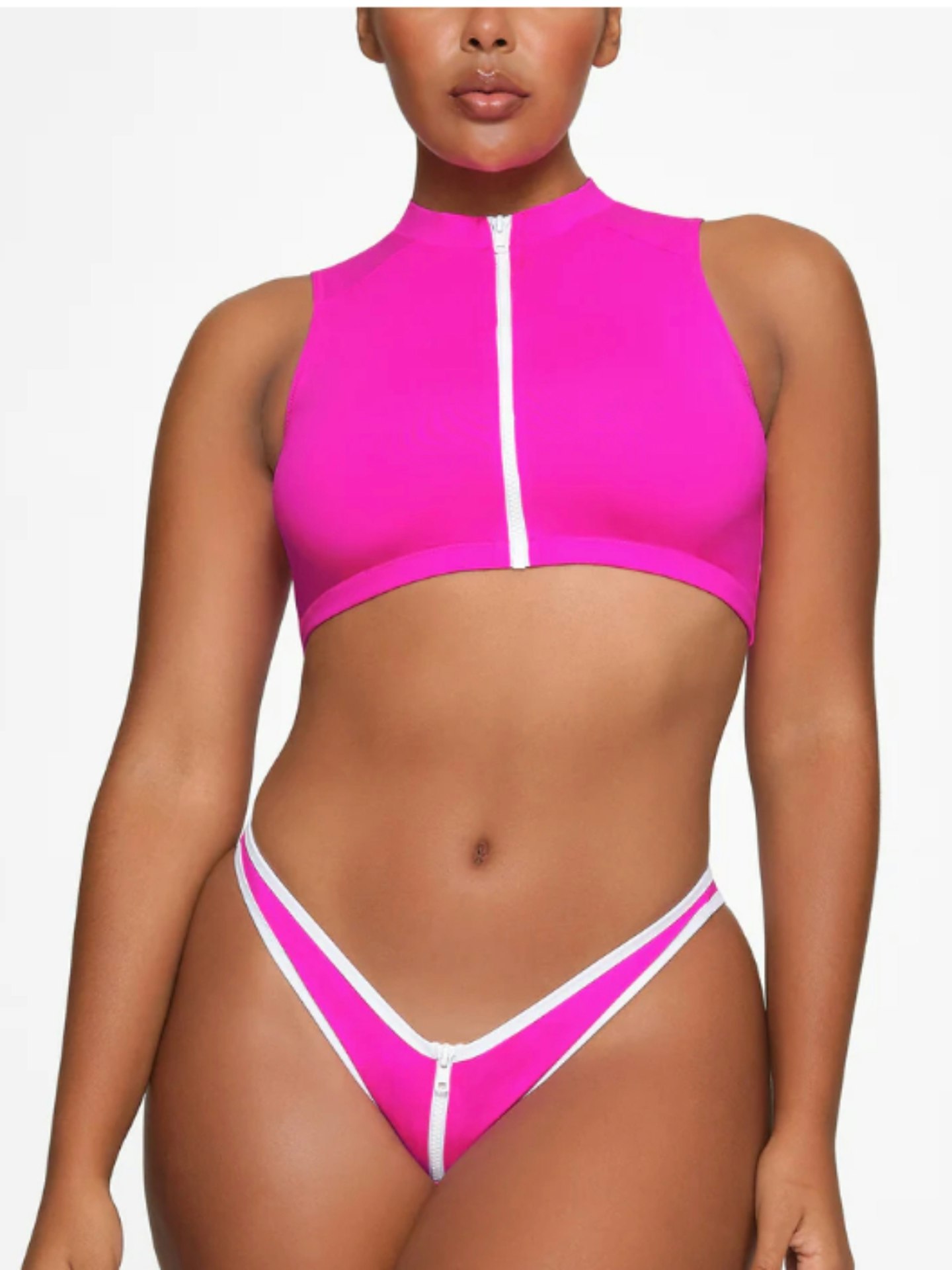 Zip-Up Swim Mock Neck Top