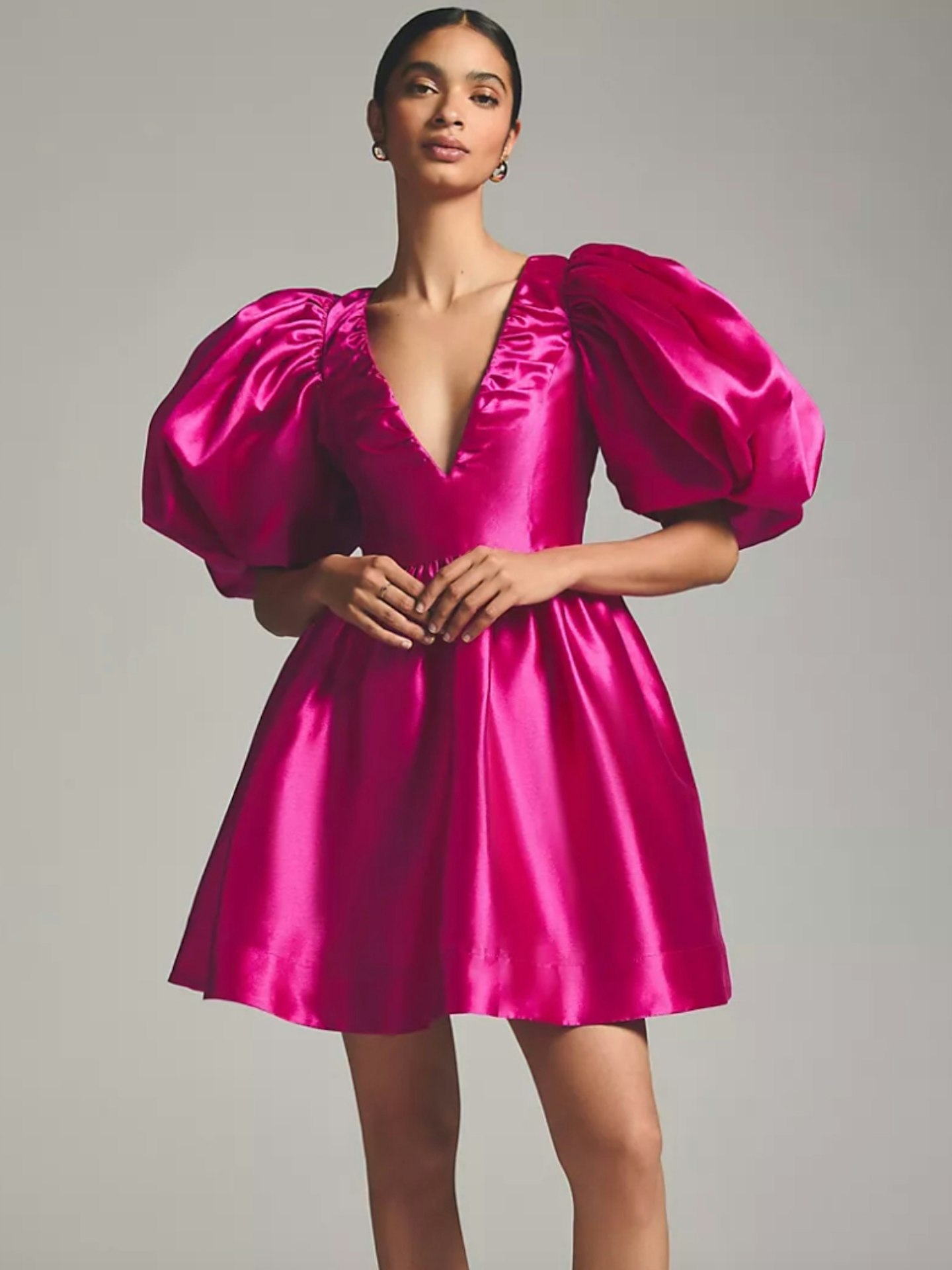 Aureta Studio Puff-Sleeve Mini Dress