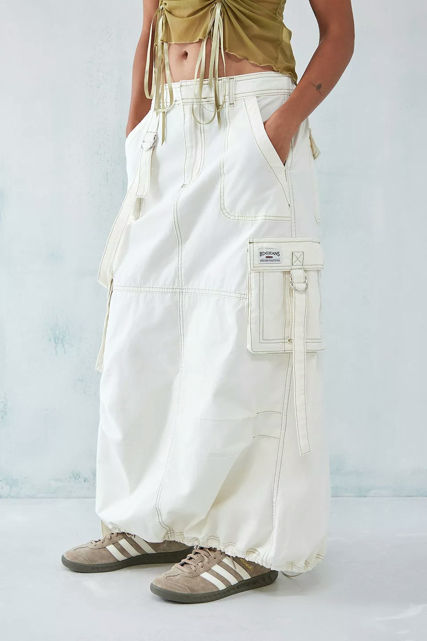 Urban Outfitters White Strappy Cargo Maxi Skirt