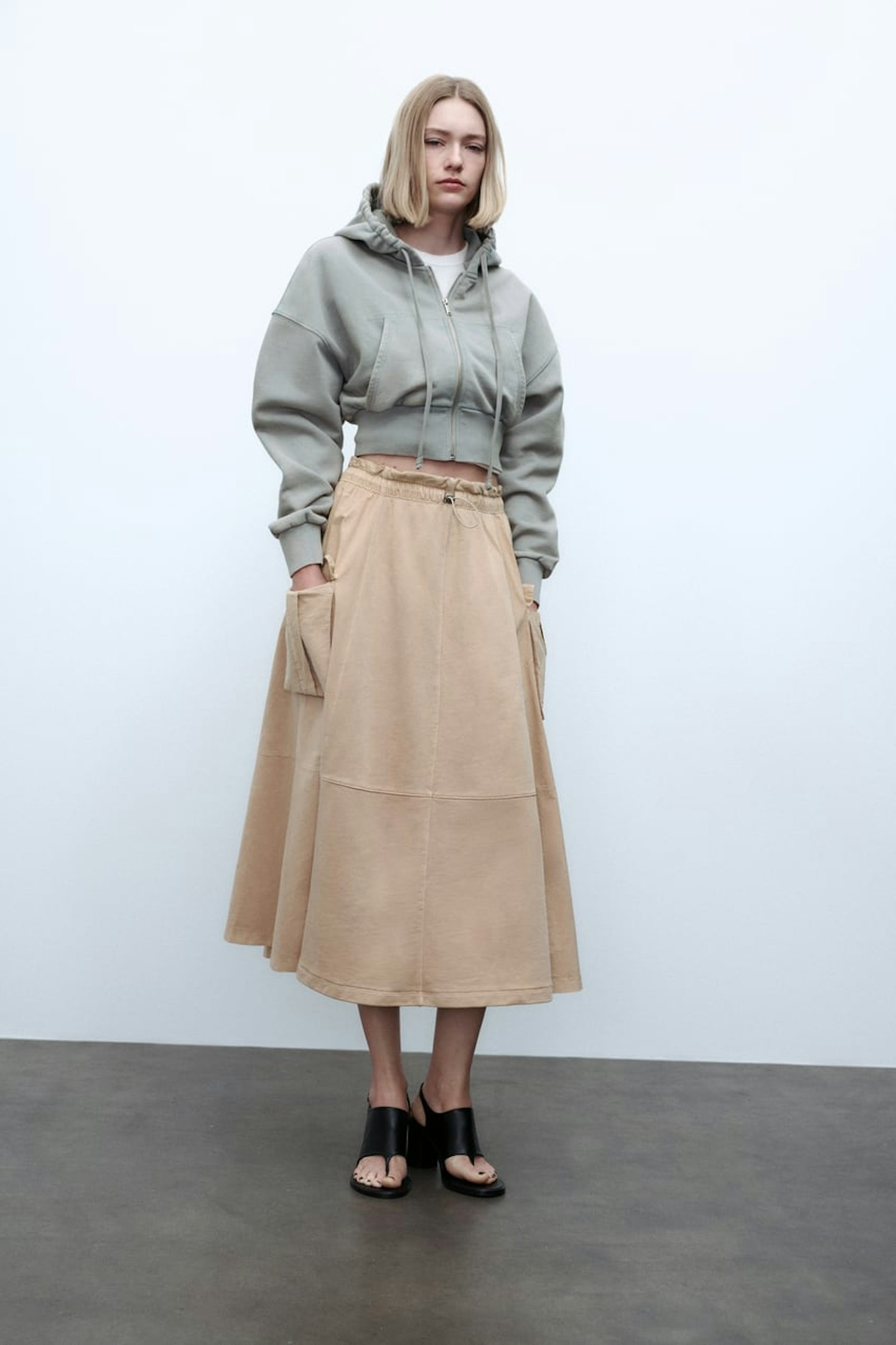 Zara Faded Plush Cargo Skirt