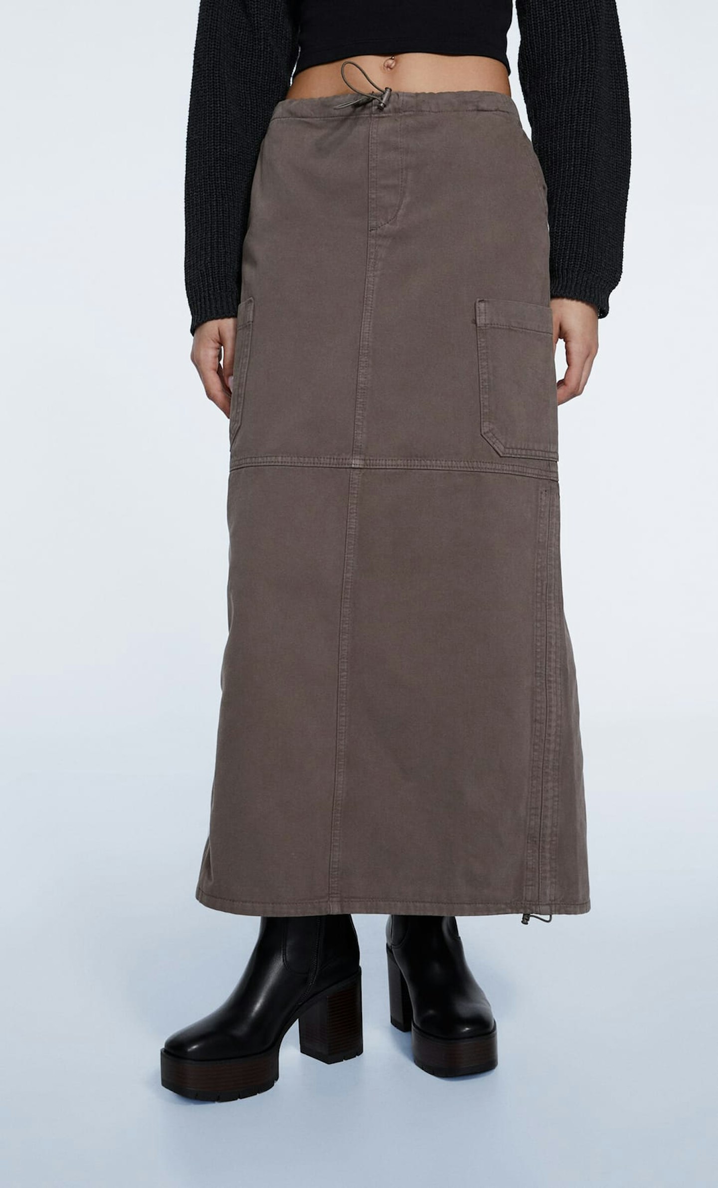 Stradivarius Gathered Cargo Skirt