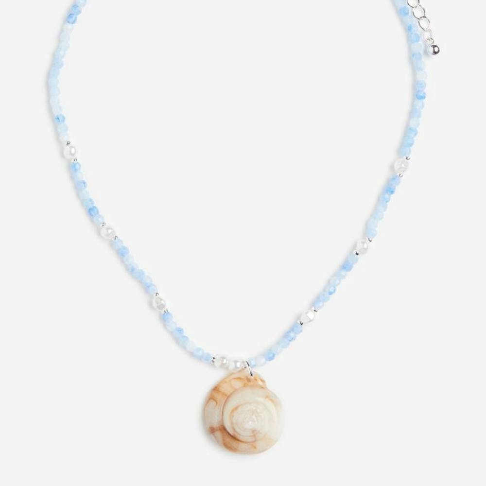 Real Seashell & Freshwater Pearl Beaded Necklace White Shell Pendant, –  Loulia Pearl Jewelry