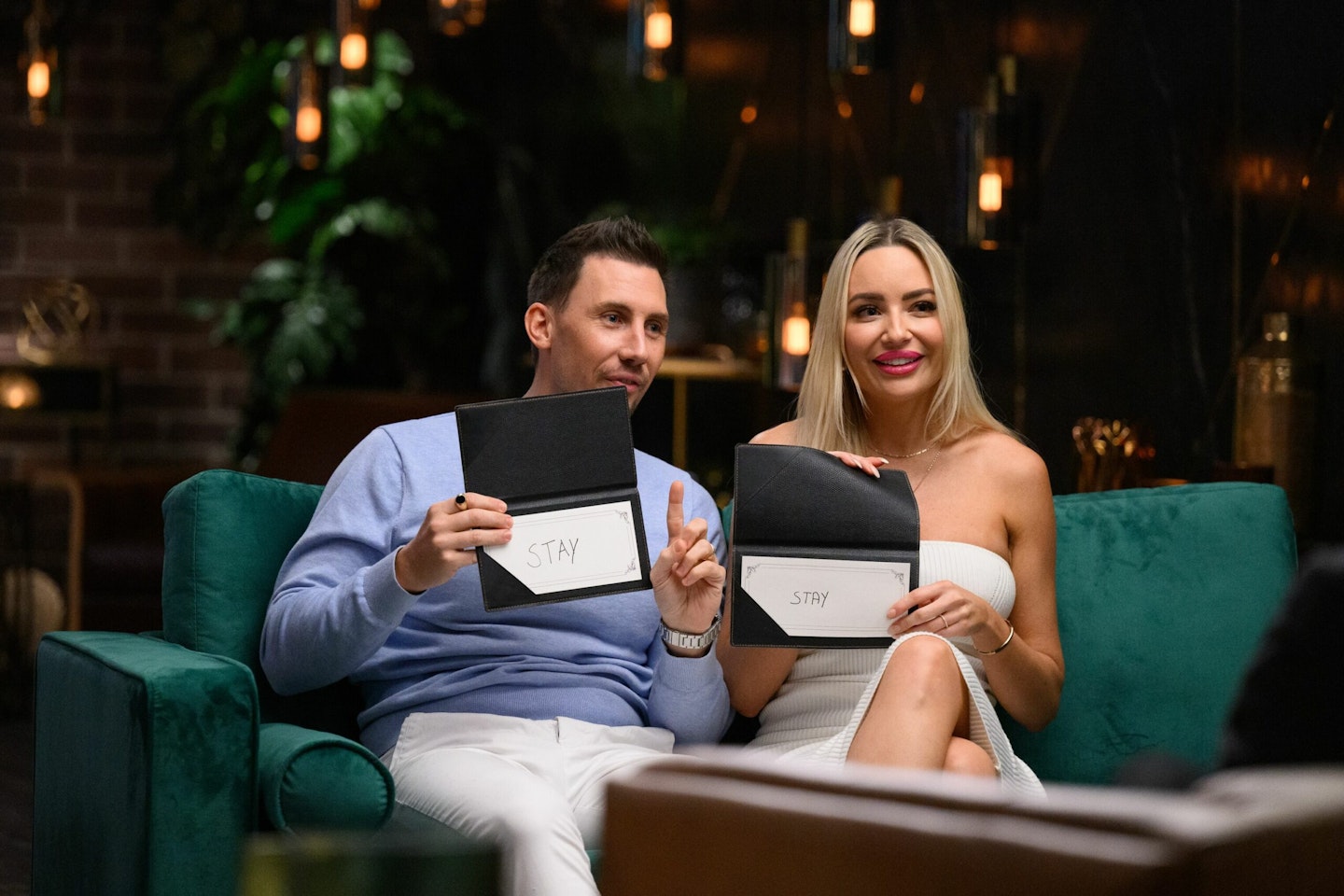 Melinda and Layton taking part in a commitment ceremony on Married At First Sight Australia