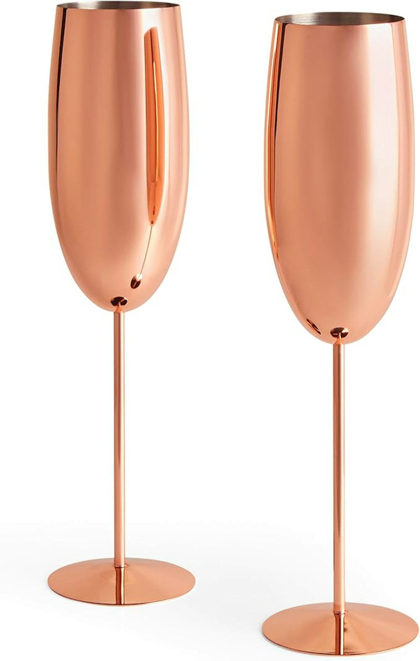 Rose gold champagne flutes