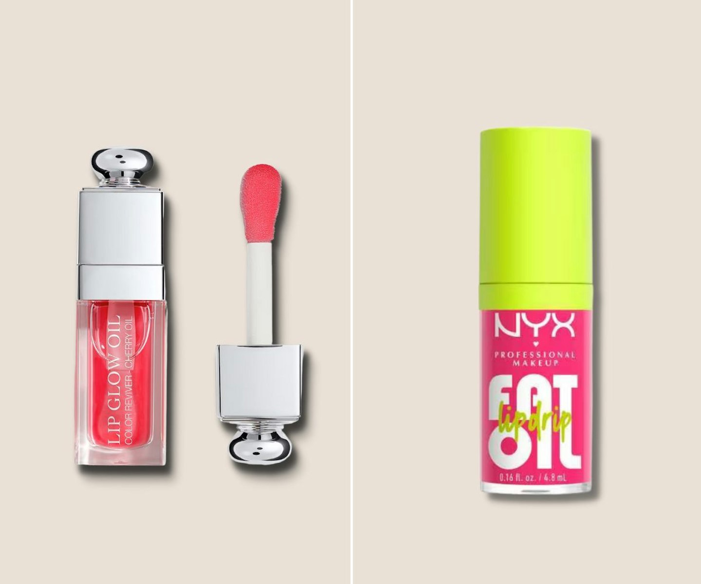 Dior Addict Lip Glow Oil vs NYX Fat Oil Lip Drip Gloss