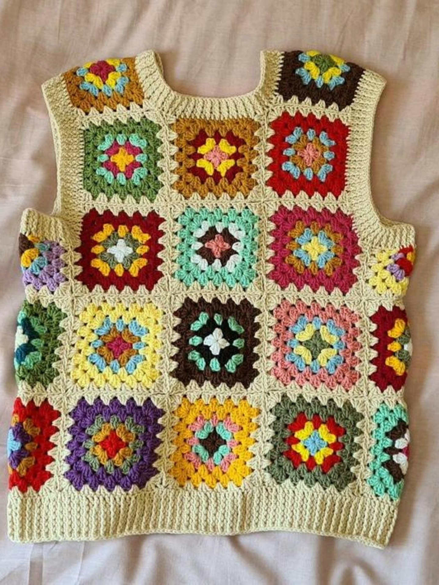 Crochet Vests Granny Square Boho Top
