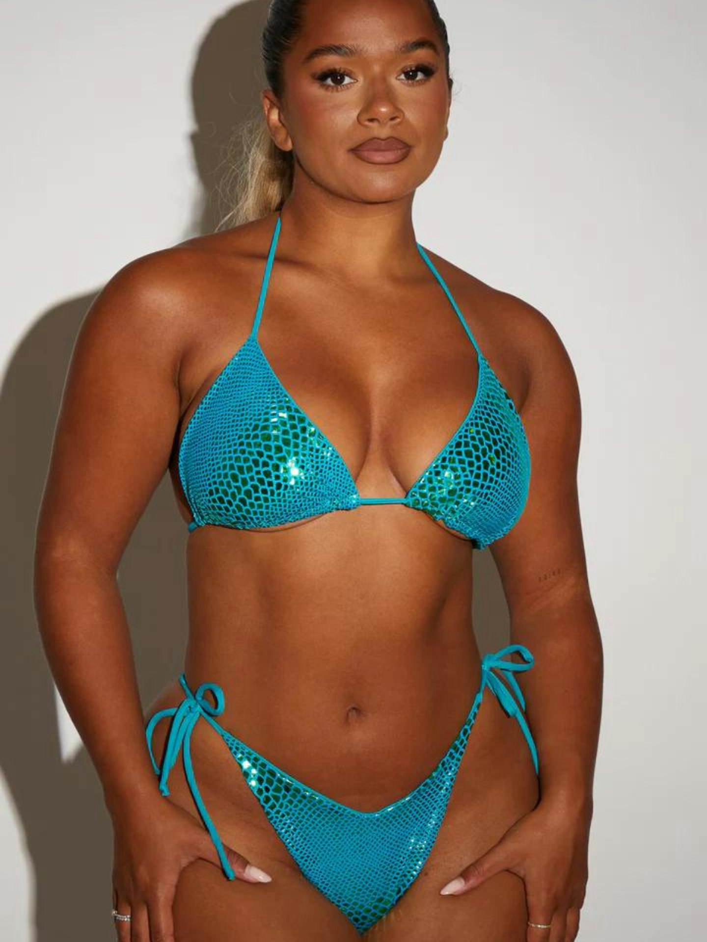 Sherbert Lemons Green Reptile Holographic Bikini