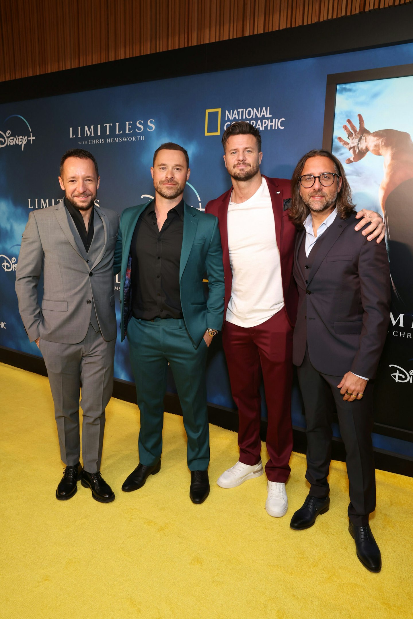 Aaron Grist and Bobby Holland Hanton attend the premiere of the Disney+ original series Limitless with Chris Hemsworth