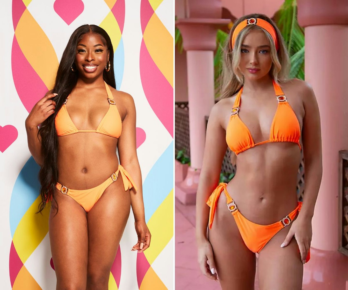 Catherine Agbaje's orange crystal bikini