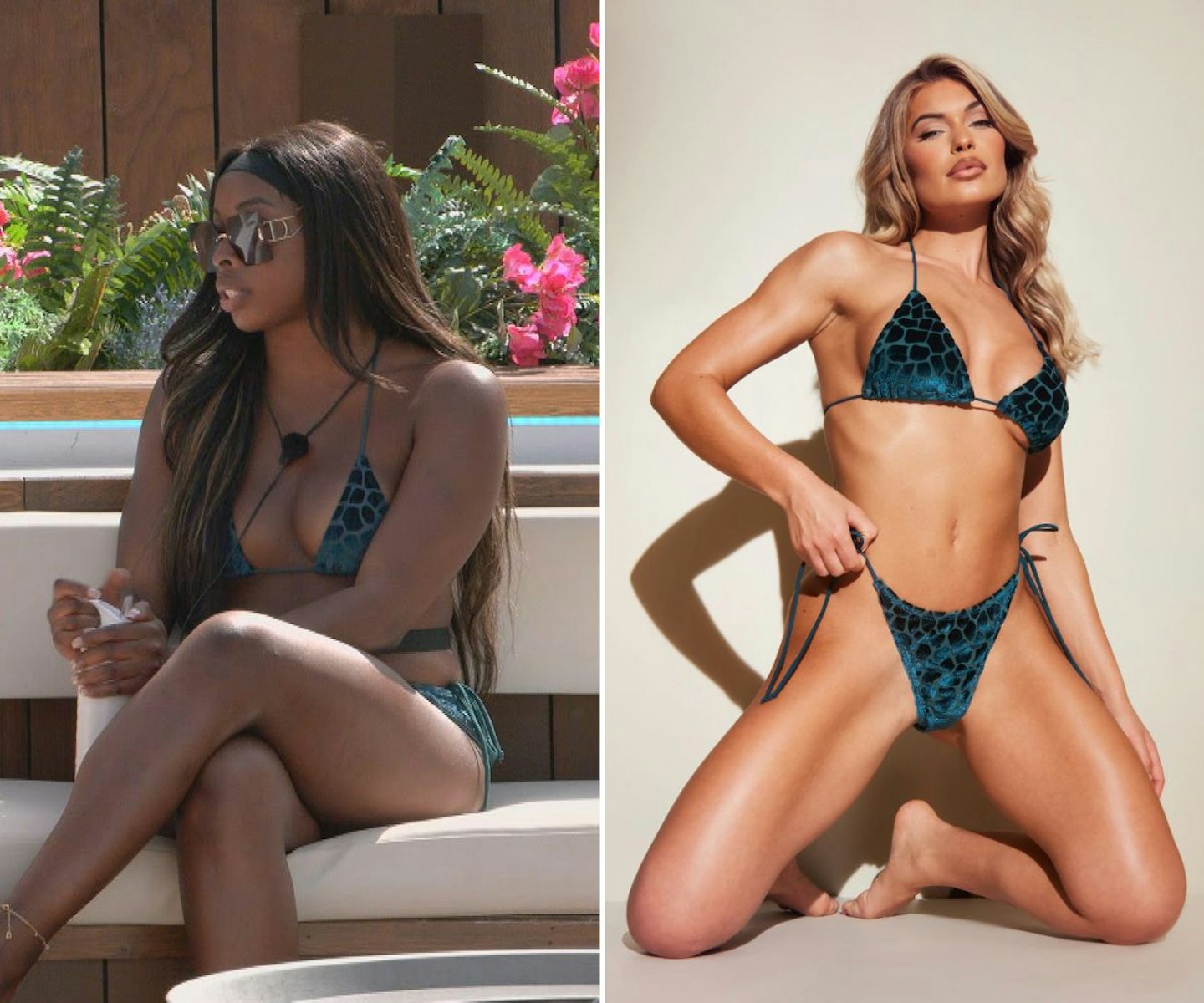 Catherine's teal leopard print bikini