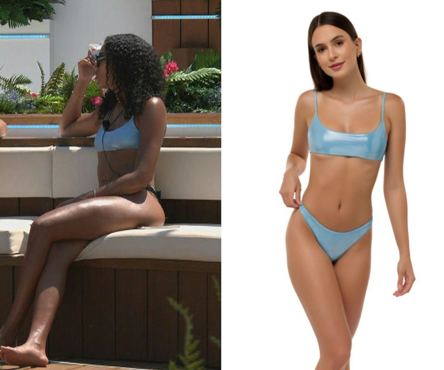 Ella's satin blue bikini