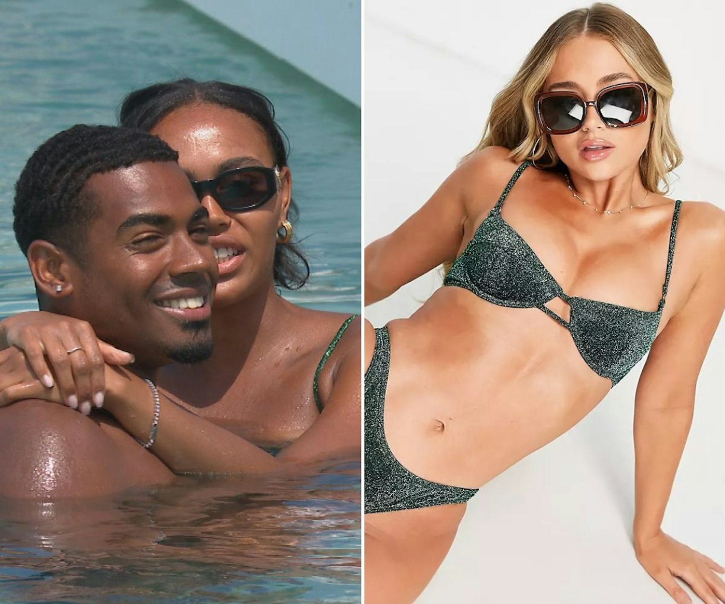 Ella's green metallic bikini