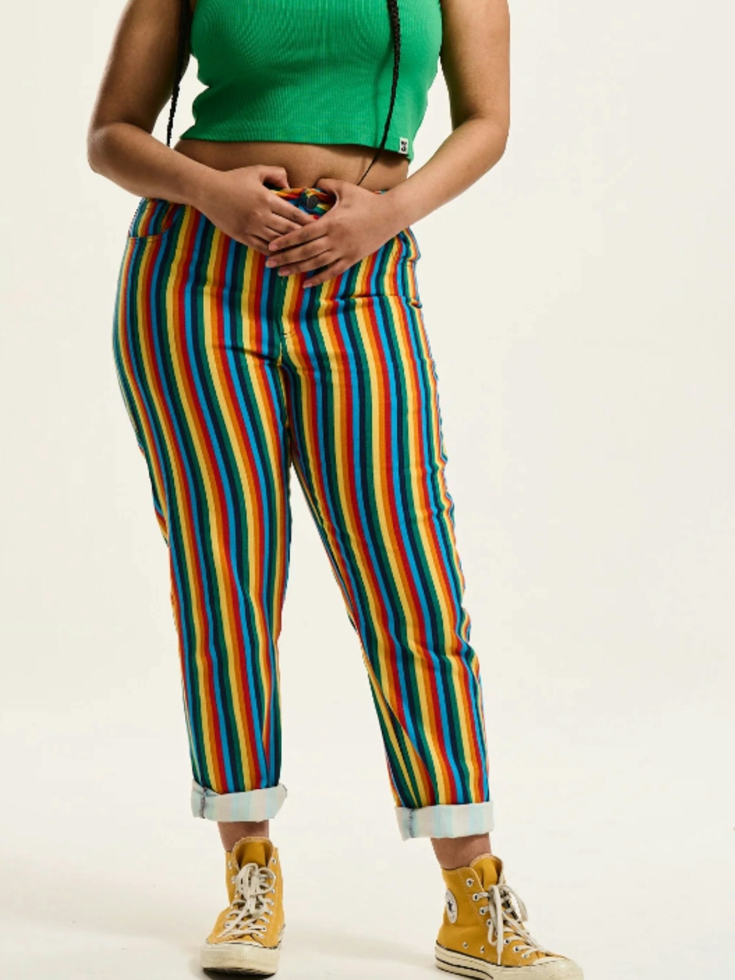 Dana Mom Jeans: ORGANIC TWILL - Rainbow Stripe