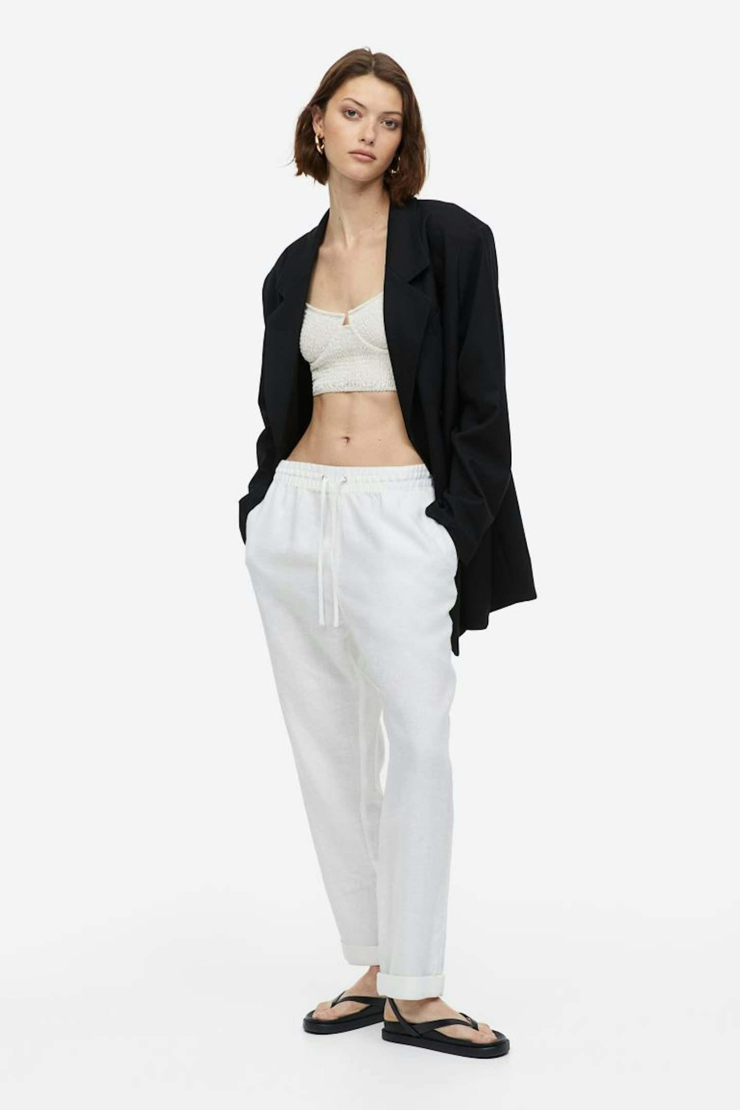 H&M White Linen Trousers