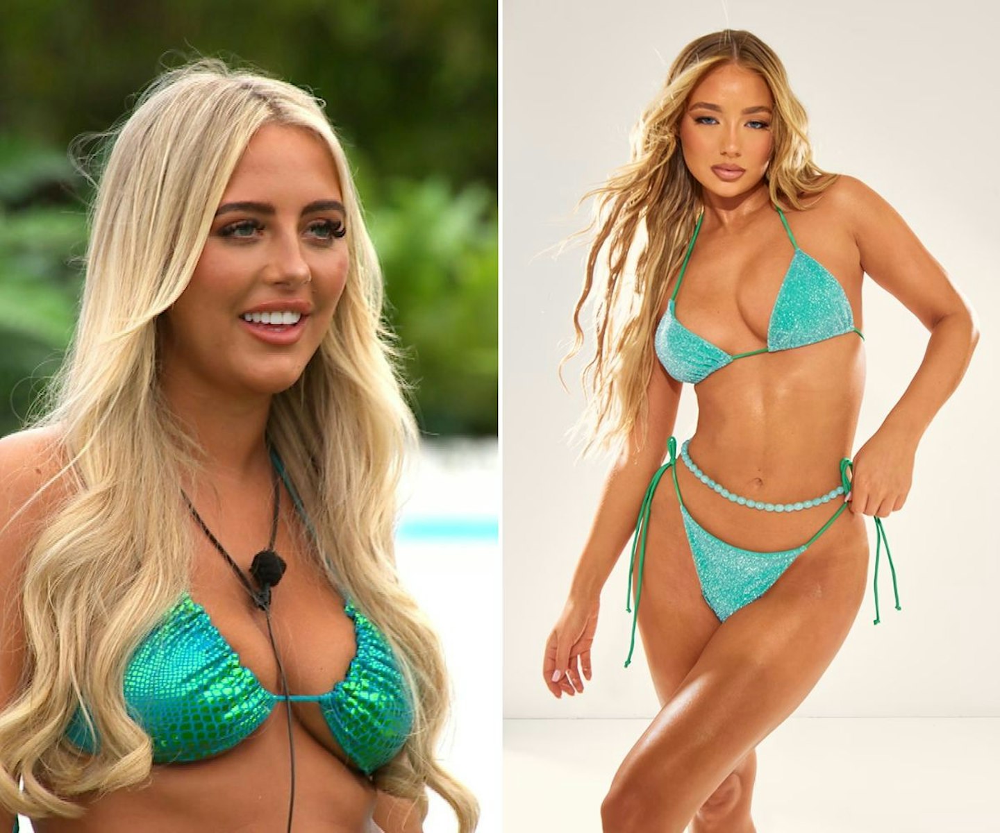 Jess Harding's green sequin bikini