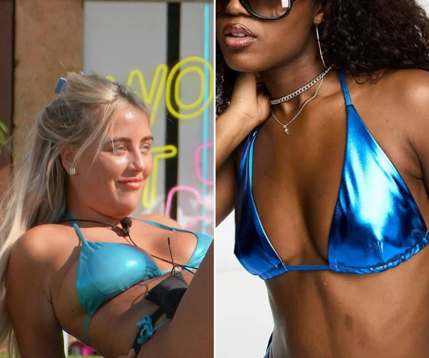 Jess' metallic blue bikini