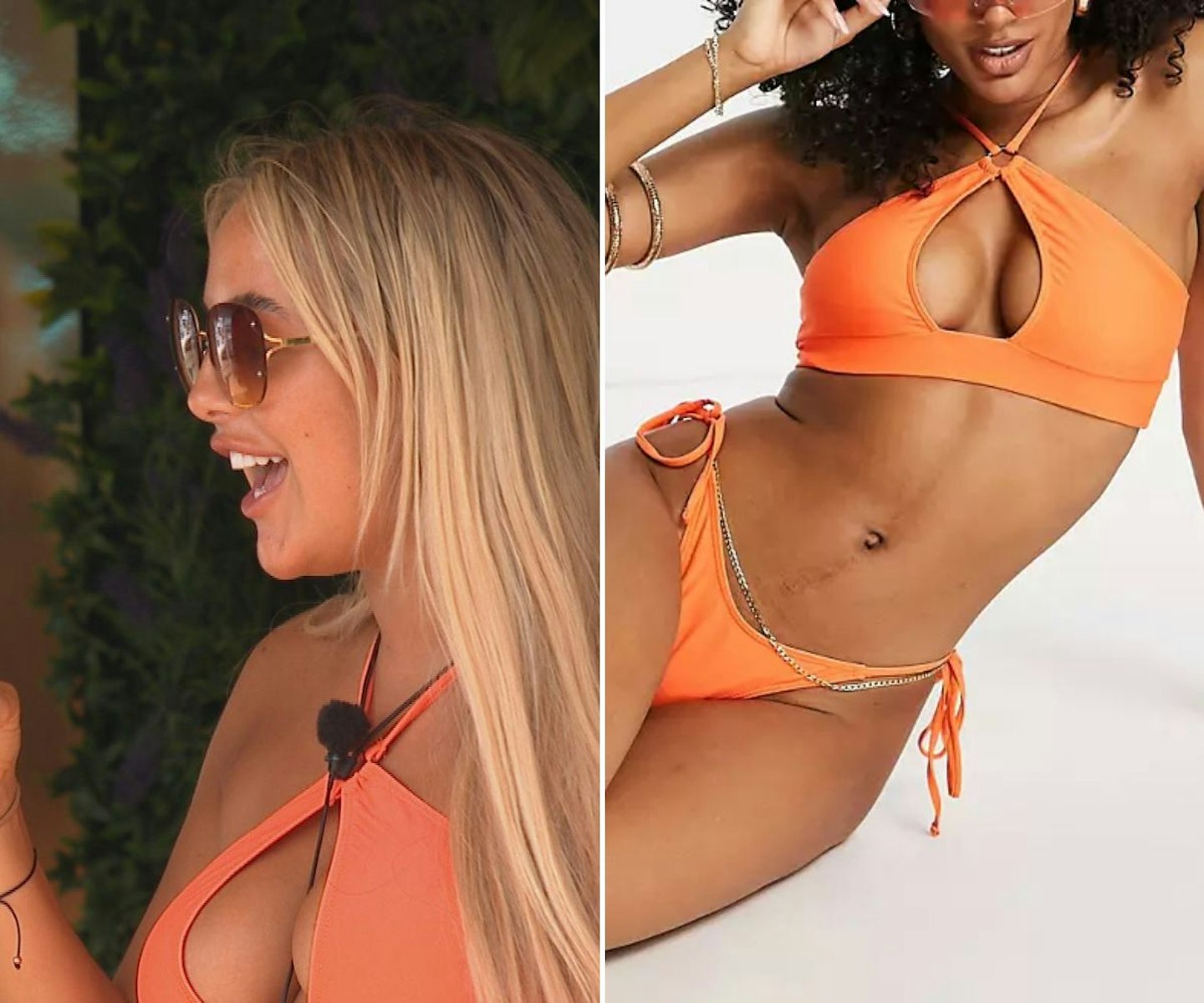 Jess' orange plunge bikini