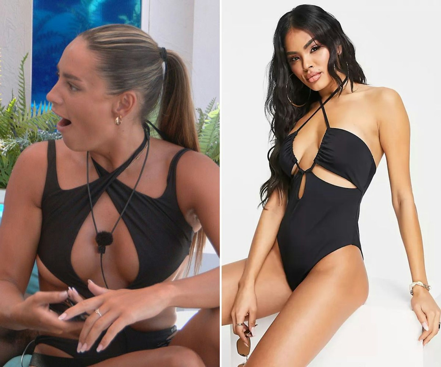 Leah's black cut out swimsuit