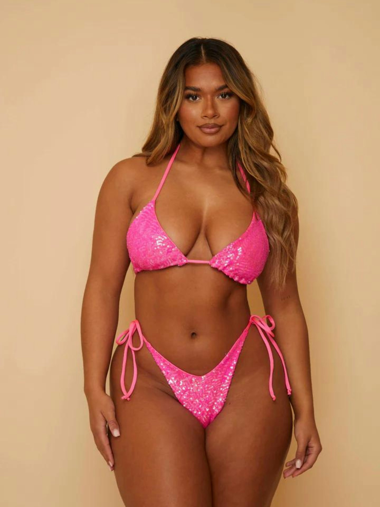 Sherbert Lemons Pink Sequin Bikini Set