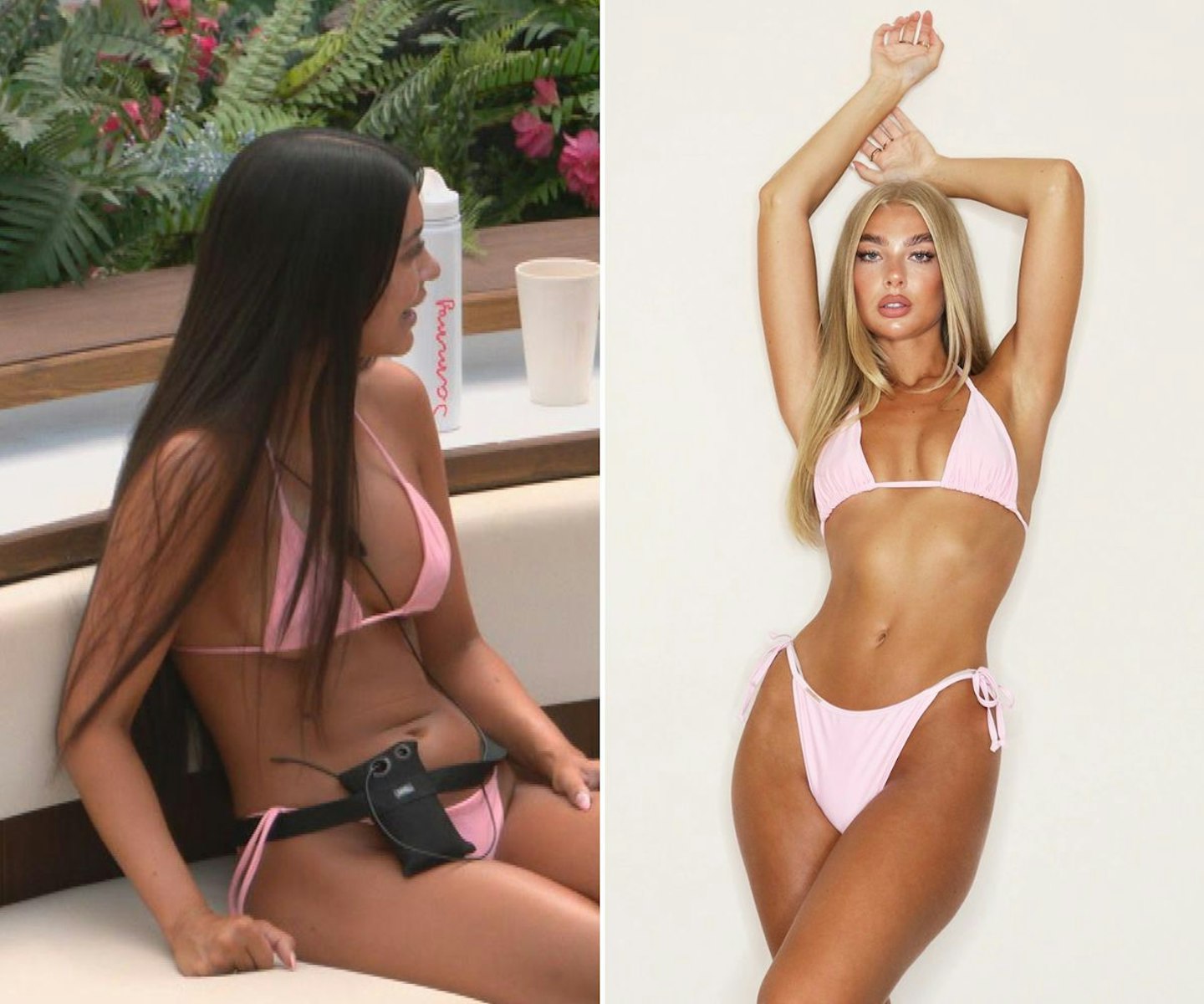 Mal's pink triangle bikini