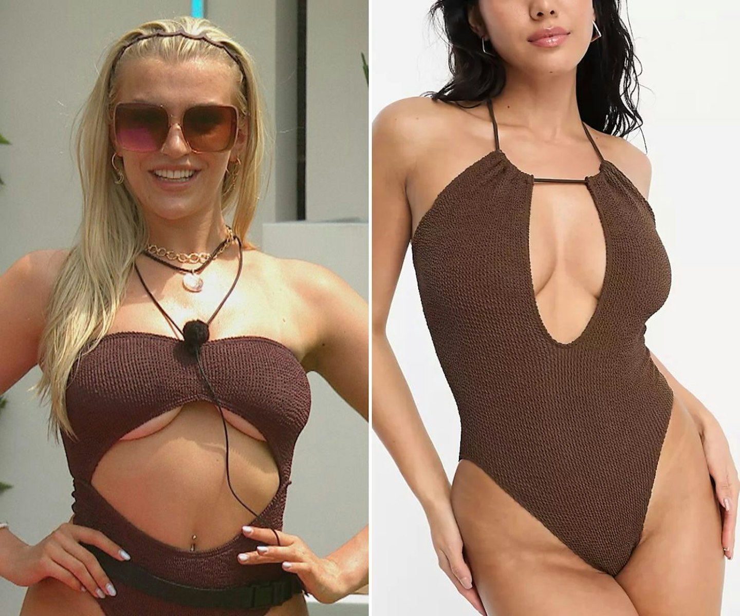 Molly's brown cut out swimsuit
